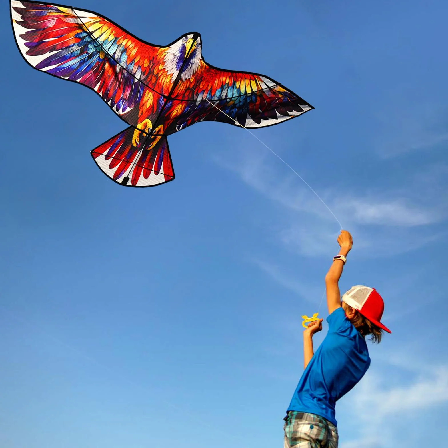 Cerf-Volant D’Aigle Coloré pour Enfants et Adultes, Facile à Voler, Conception de Structure Unique