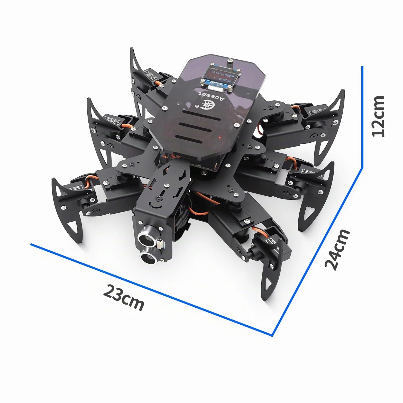 Adeept Hexapod Spider Robot Kit Compatible with Arduino, Spider Walking Crawling Robot, Programming Project Steam Robotics Kit with OLED Display and Metal Body, PDF Manual