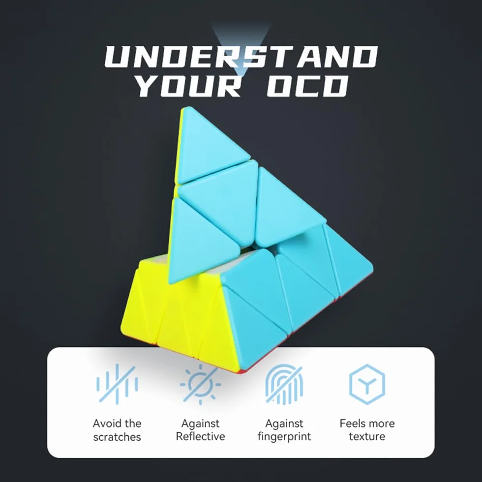 QY Toys 3x3 Pyramid Speed Cube Stickerless 3x3x3 Pyraminx Triangle Magic Cube
