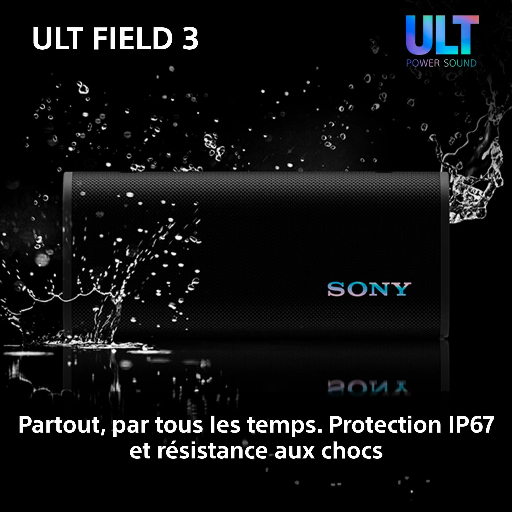 Sony ULT Field 3 Enceinte Bluetooth Portable ULT Power Sound 24 Heures IP67 étanche Noir