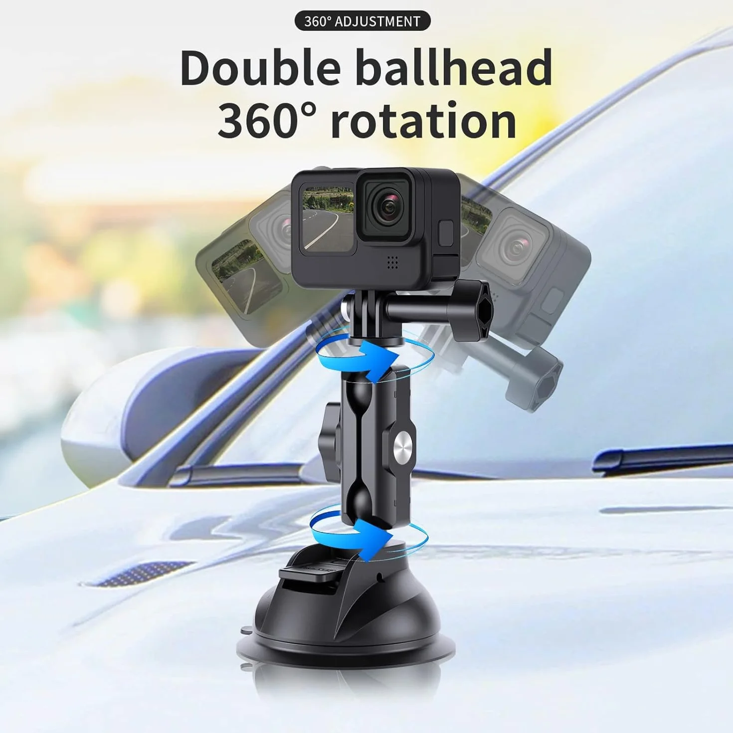 TELESIN Support Ventouse pour DJI Osmo Action 6/5/4 Pocket Osmo 360, GoPro Hero 13/12/11/10, Insta360 X5/X4, Accessoires Caméra d’Action