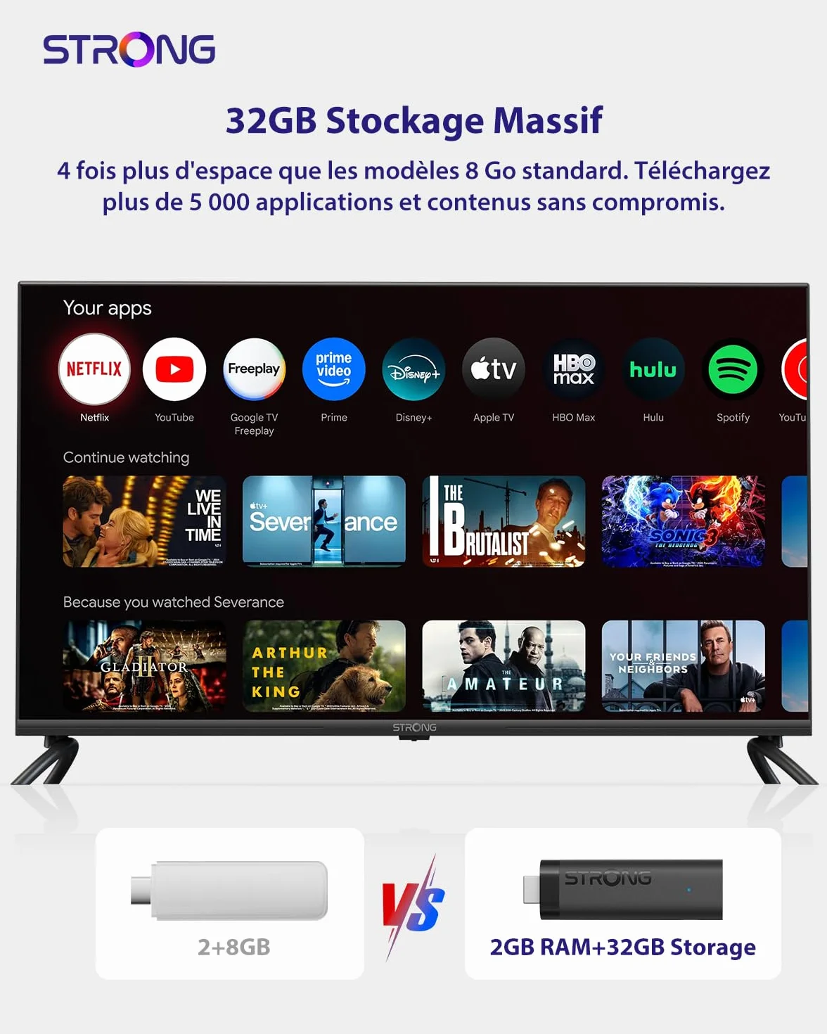 STRONG Leap-Nova-X TV Stick Android 14 2 Go RAM 32 Go ROM 4K UHD Dolby Vision HDR10+ Wi-Fi 6 Commande Vocale