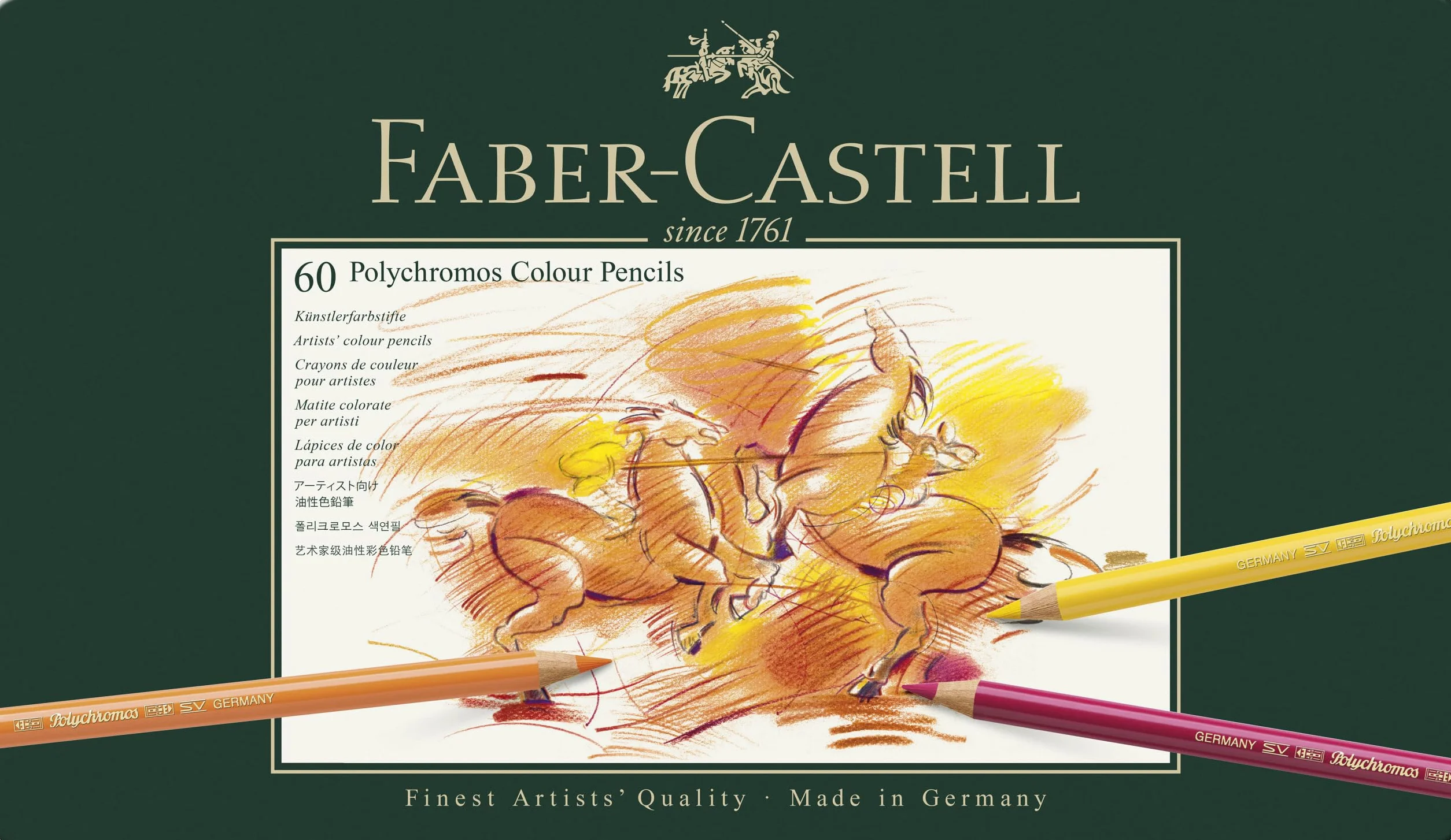 Faber-Castell Polychromos Coffret Métallique 60 Crayons de Couleur 3.8 mm