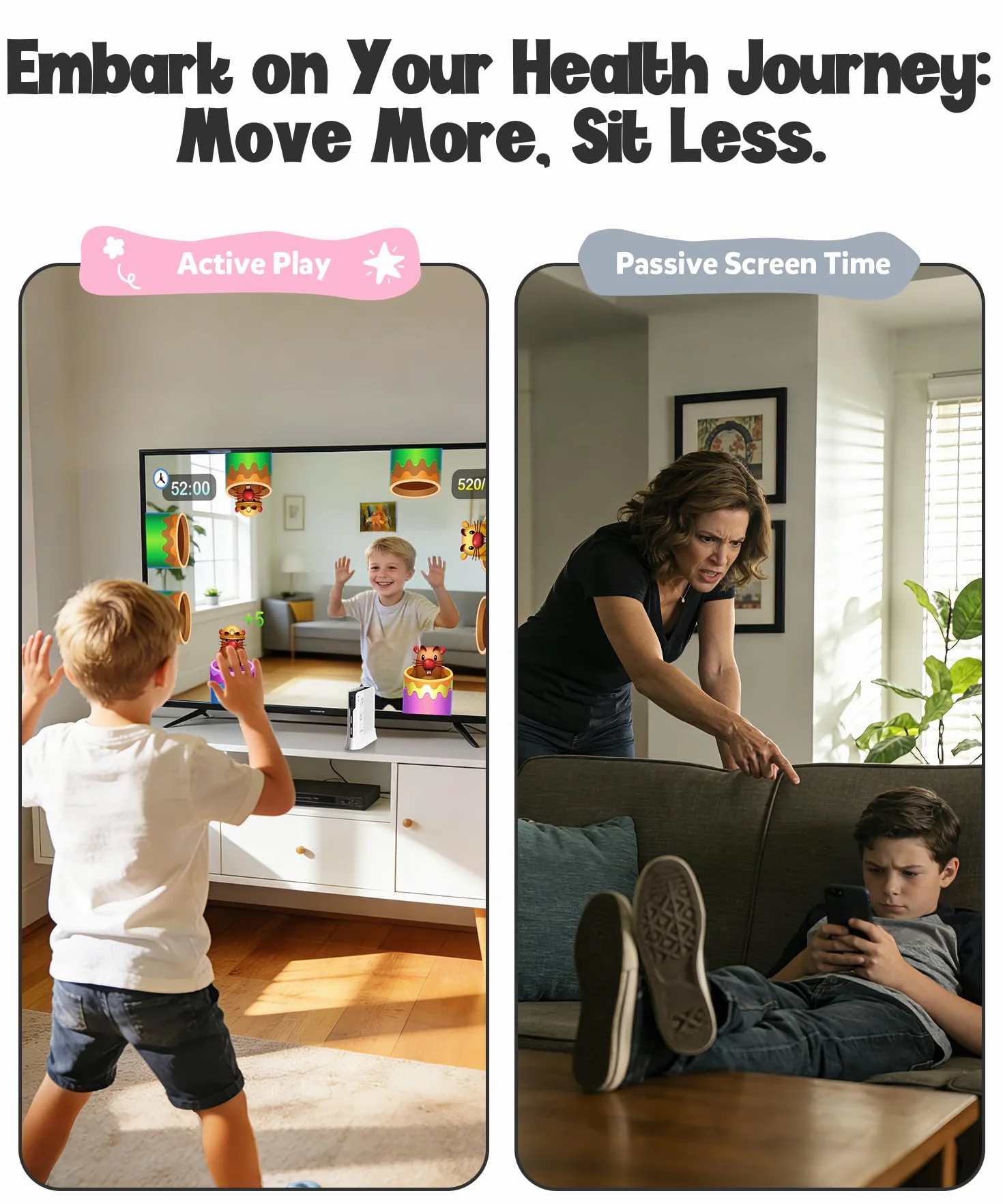 Console de Jeux de Mouvement pour Enfants, Système Plug & Play pour TV, Activité Physique en Intérieur