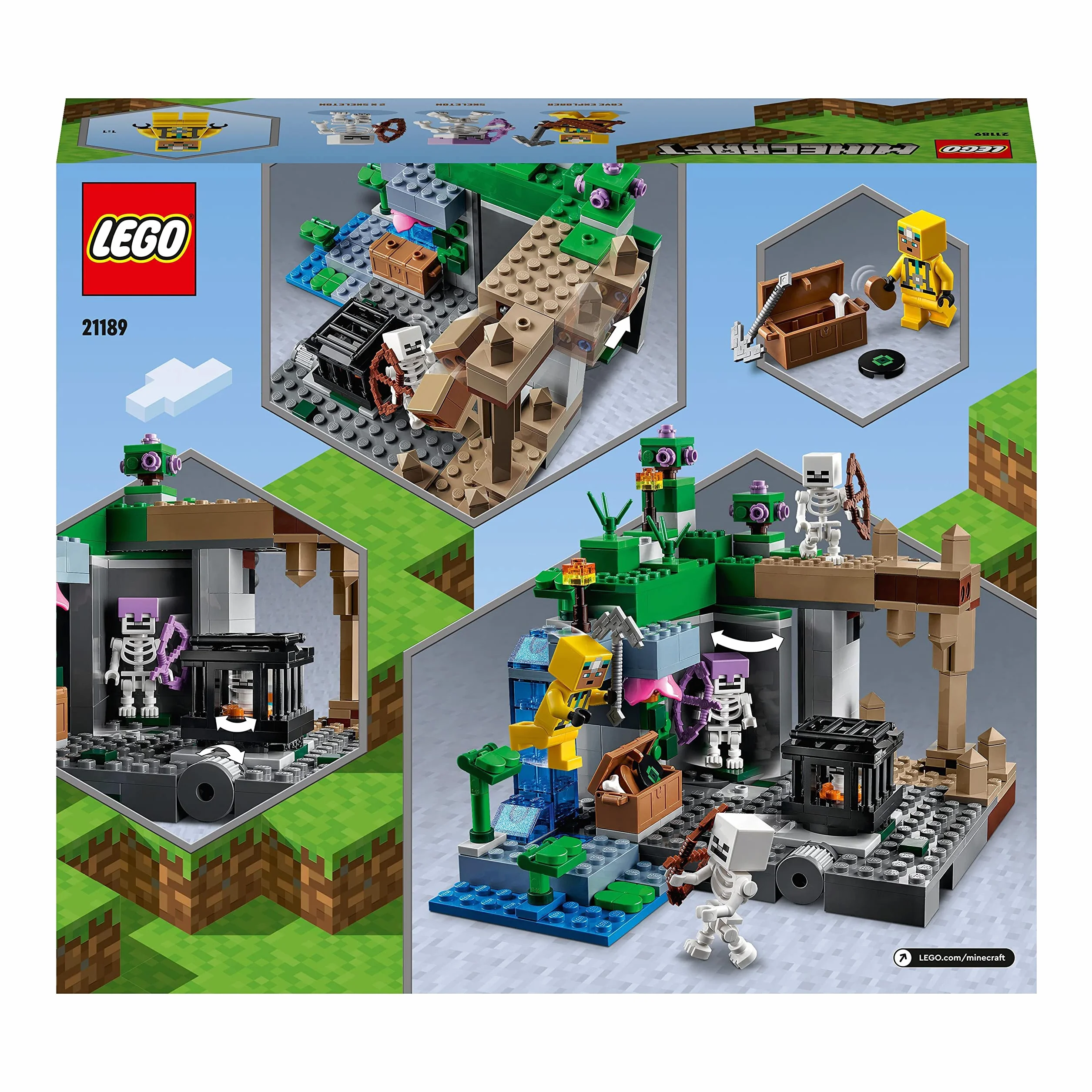 LEGO Minecraft Le Donjon du Squelette 21189 Jouet de Construction Figurine Squelette Grotte Jeu Éducatif Enfants 8 Ans