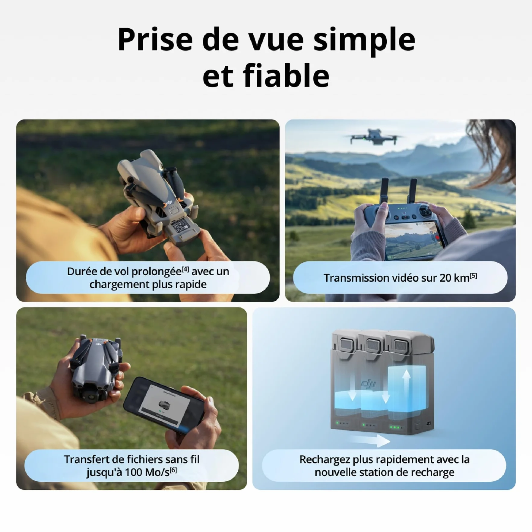 Bundle Fly More DJI Mini 5 Pro avec DJI RC 2 et 1 an de Care (activé automatiquement), Certifié C0, drone 4K pour débutants, drone avec caméra, CMOS 1 pouce, détection d'obstacles