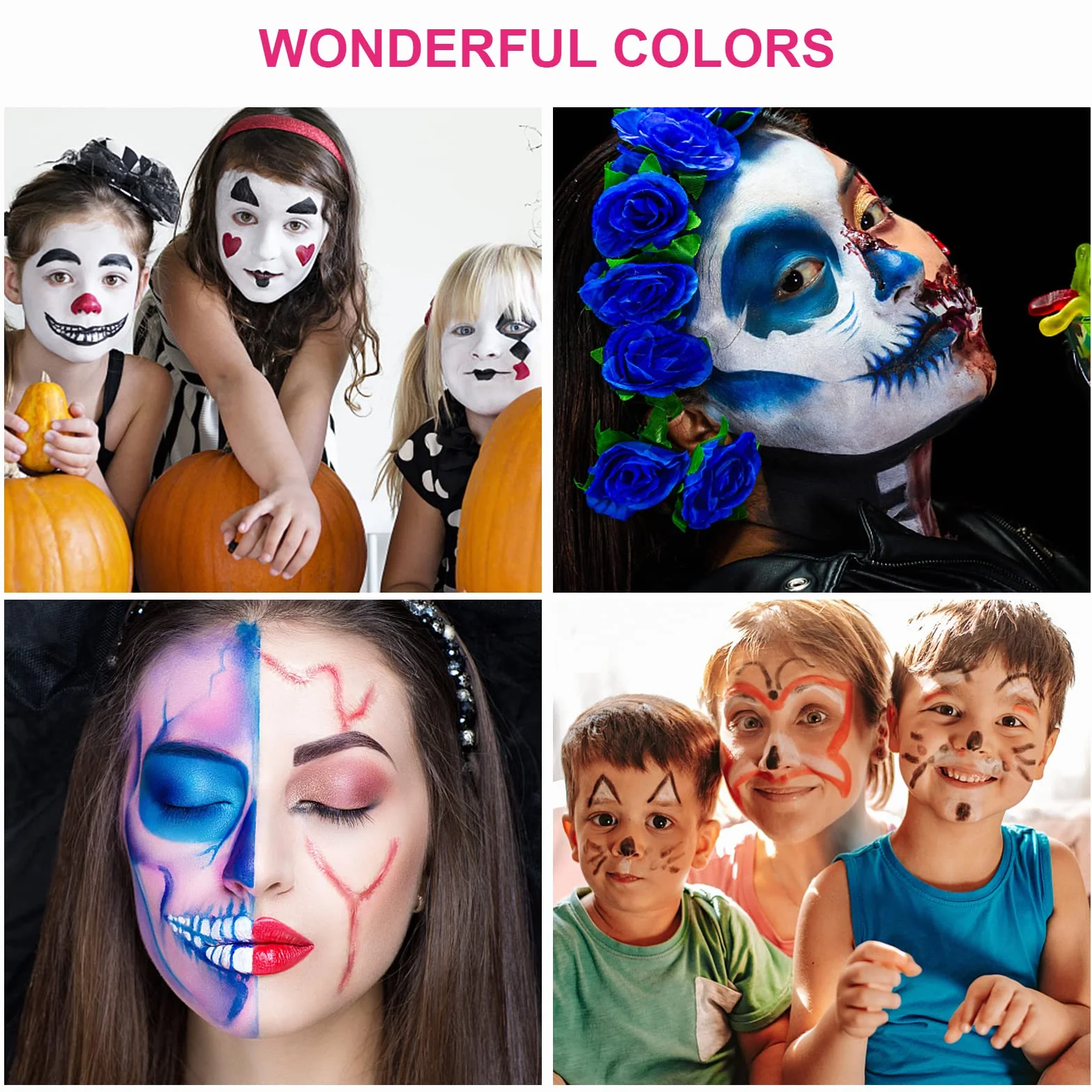 FLYISH DIRECT Maquillage Enfants Carnaval - 2 x 30g Peinture Visage Enfant - À base d'eau - Blanc+Rose