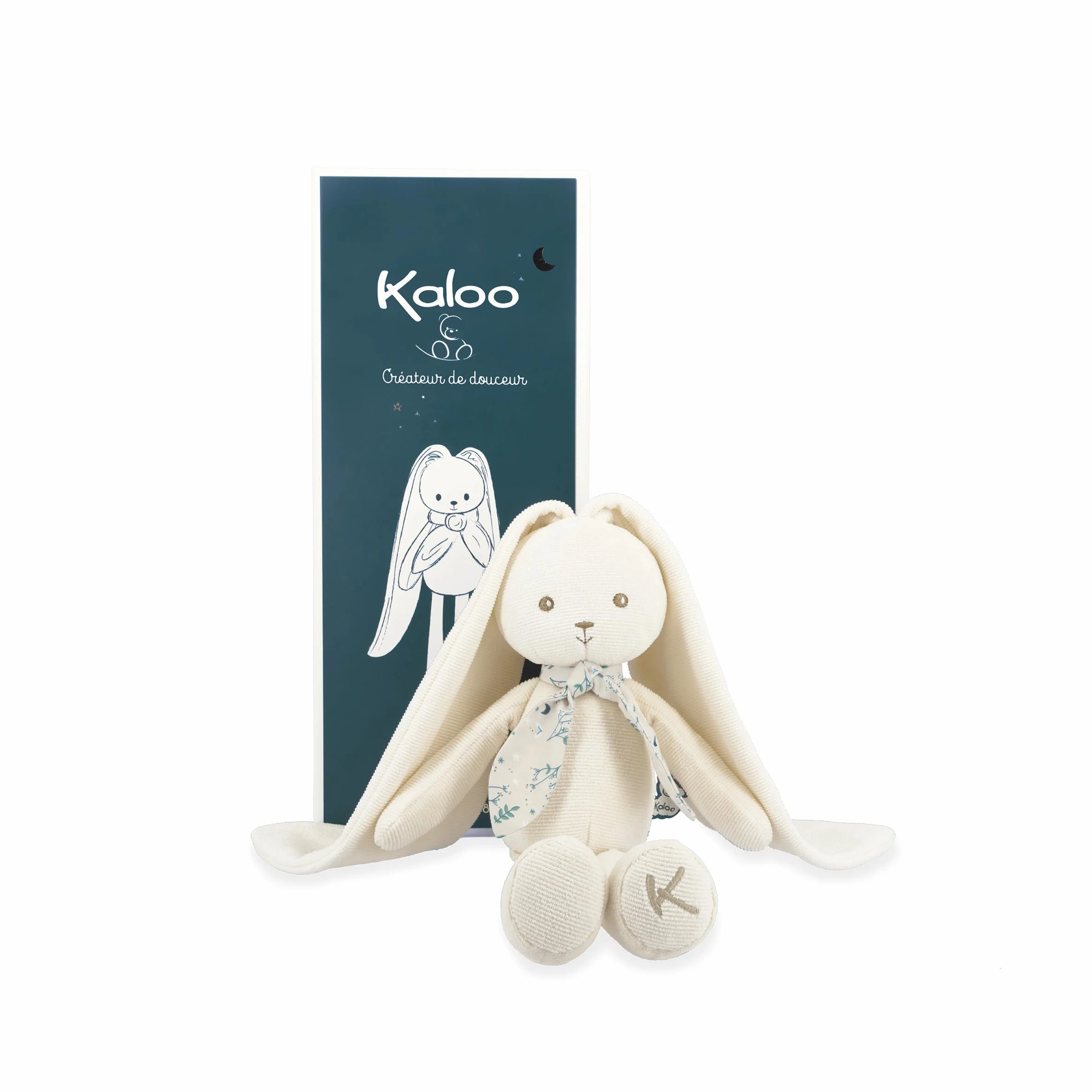 Kaloo Lapinoo Pantin Lapin Peluche Bébé Bi-Matières Jersey Tricot 25 cm Crème Boîte Cadeau
