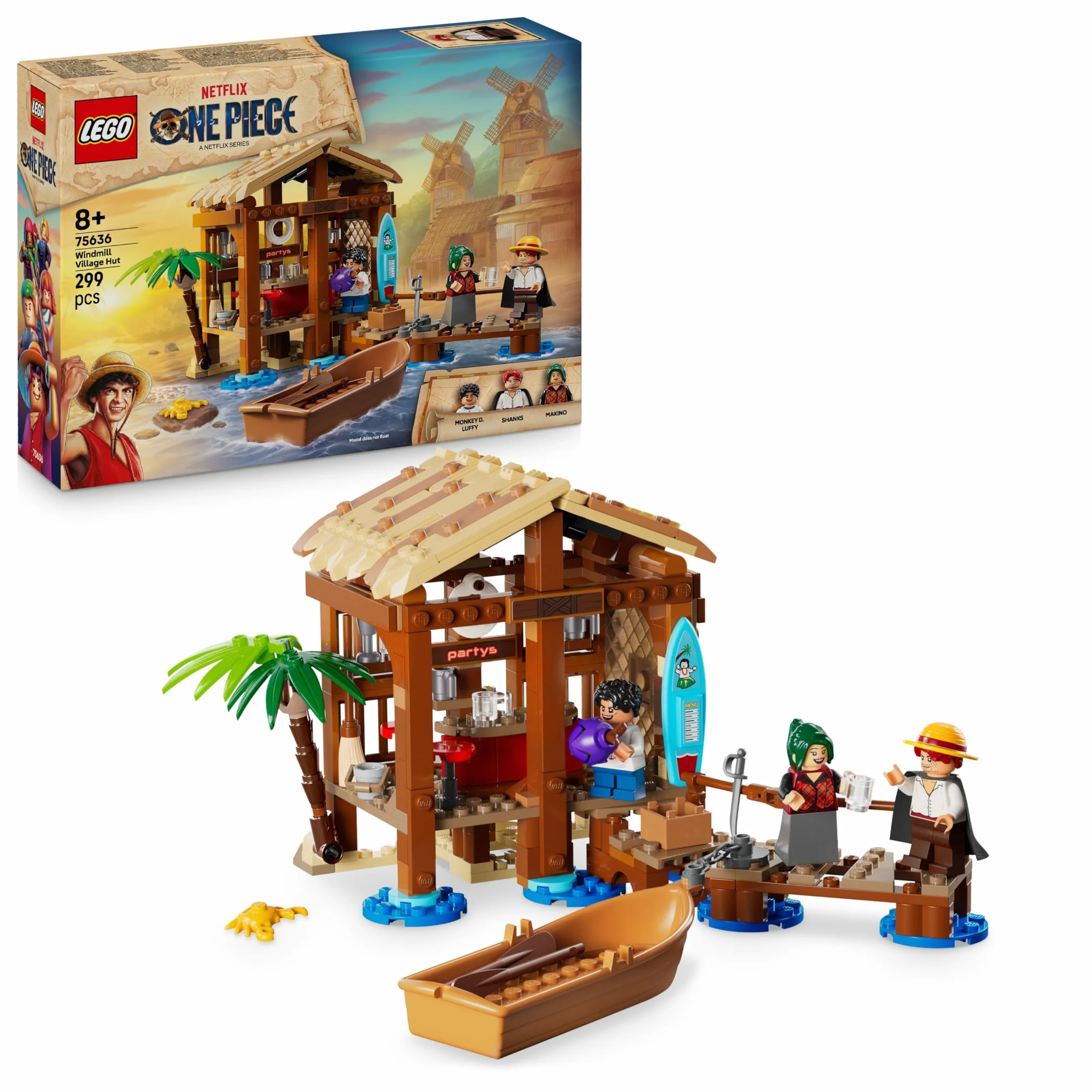 LEGO One Piece Le Bar du Village de Fuchsia Jouet Bateau Minifigurines Luffy Shanks Makino Accessoires Affiche Wanted Cadeau Anime 8 Ans 75636