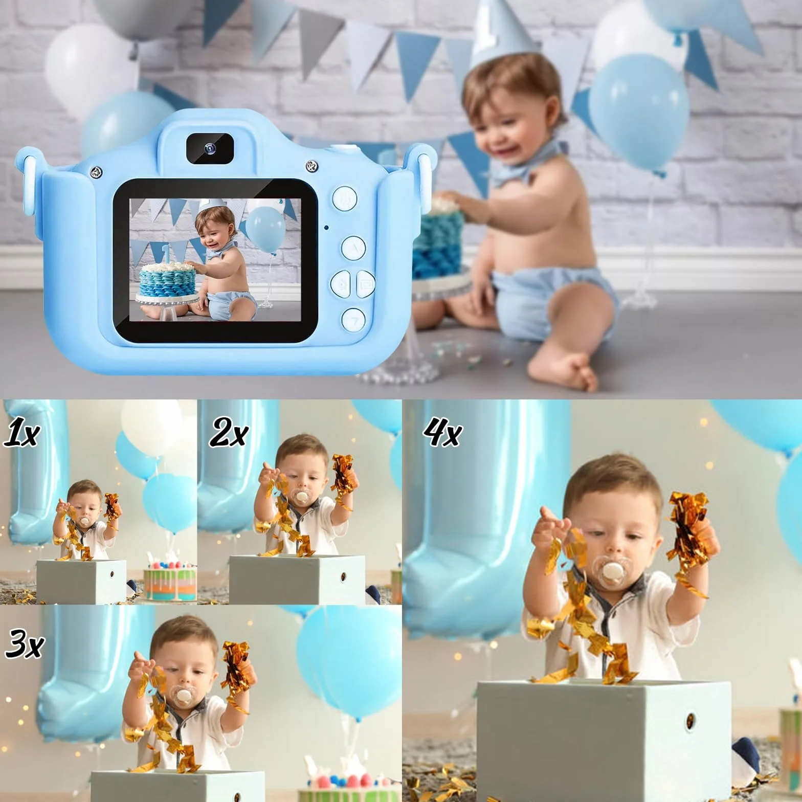 Caméra Numérique Enfant 1080P 20MP avec Carte SD 32Go Étui Antichoc Zoom 8X Écran IPS 2"