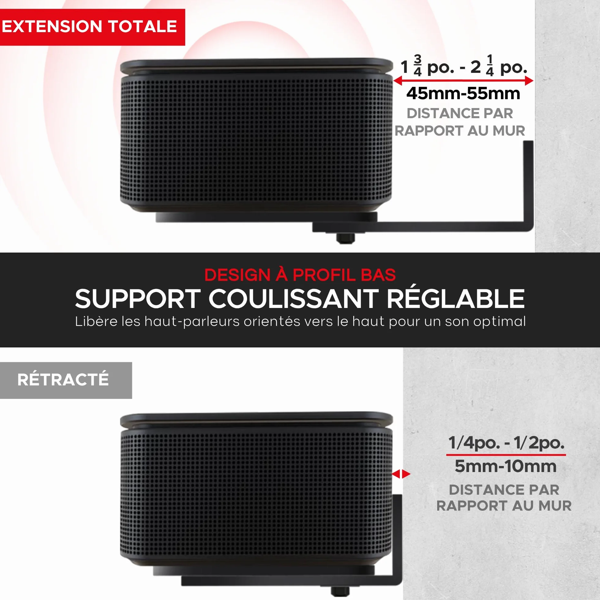 Bose 300/500/550/600/700/900 Ultra Smart Soundbar Support Mural Réglable Noir