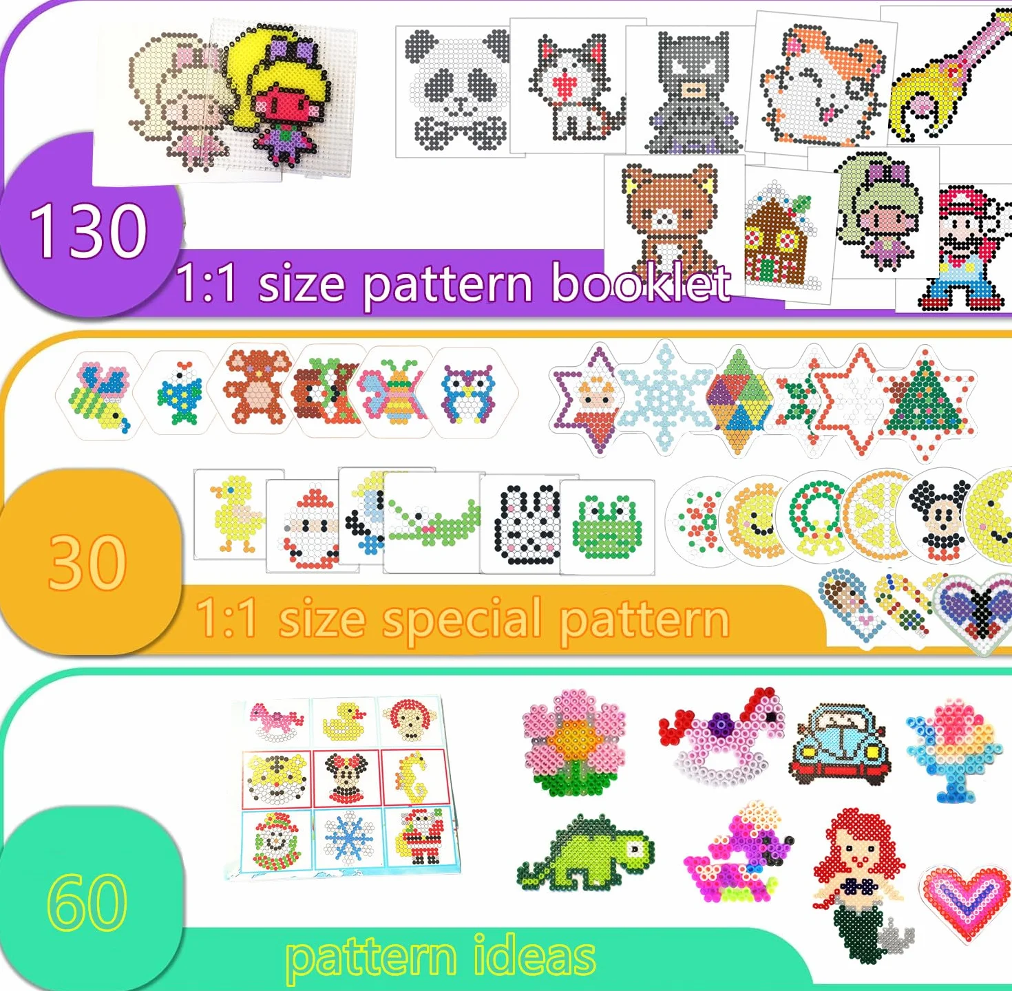 Vytung set de perles à repasser 13000 pièces avec boîte de rangement 220 modèles DIY