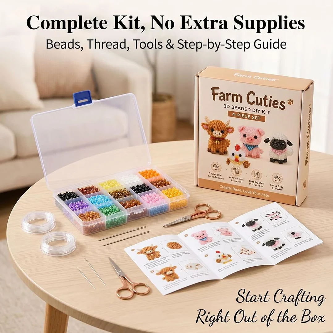 Kit DIY Animaux Miniatures Perles 3D, Kit Loisirs Créatifs Mosaïque Fait Main (Set D)