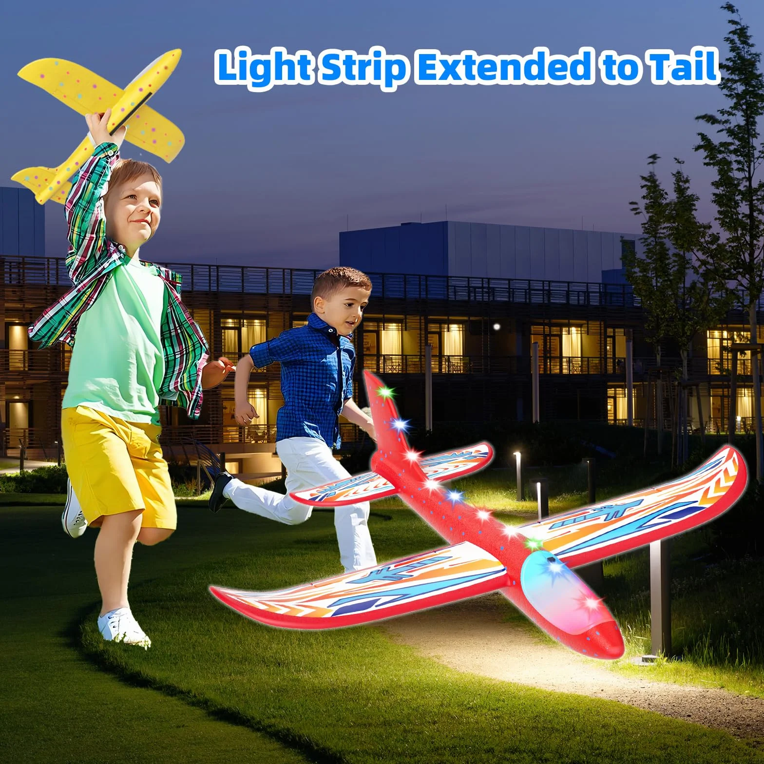 Doloowee 3 Avions Planeurs en Mousse, 2 Modes de vol, Jouets Volants d'extérieur avec Pistolet catapulte, Cadeaux pour Enfants 4-12 Ans