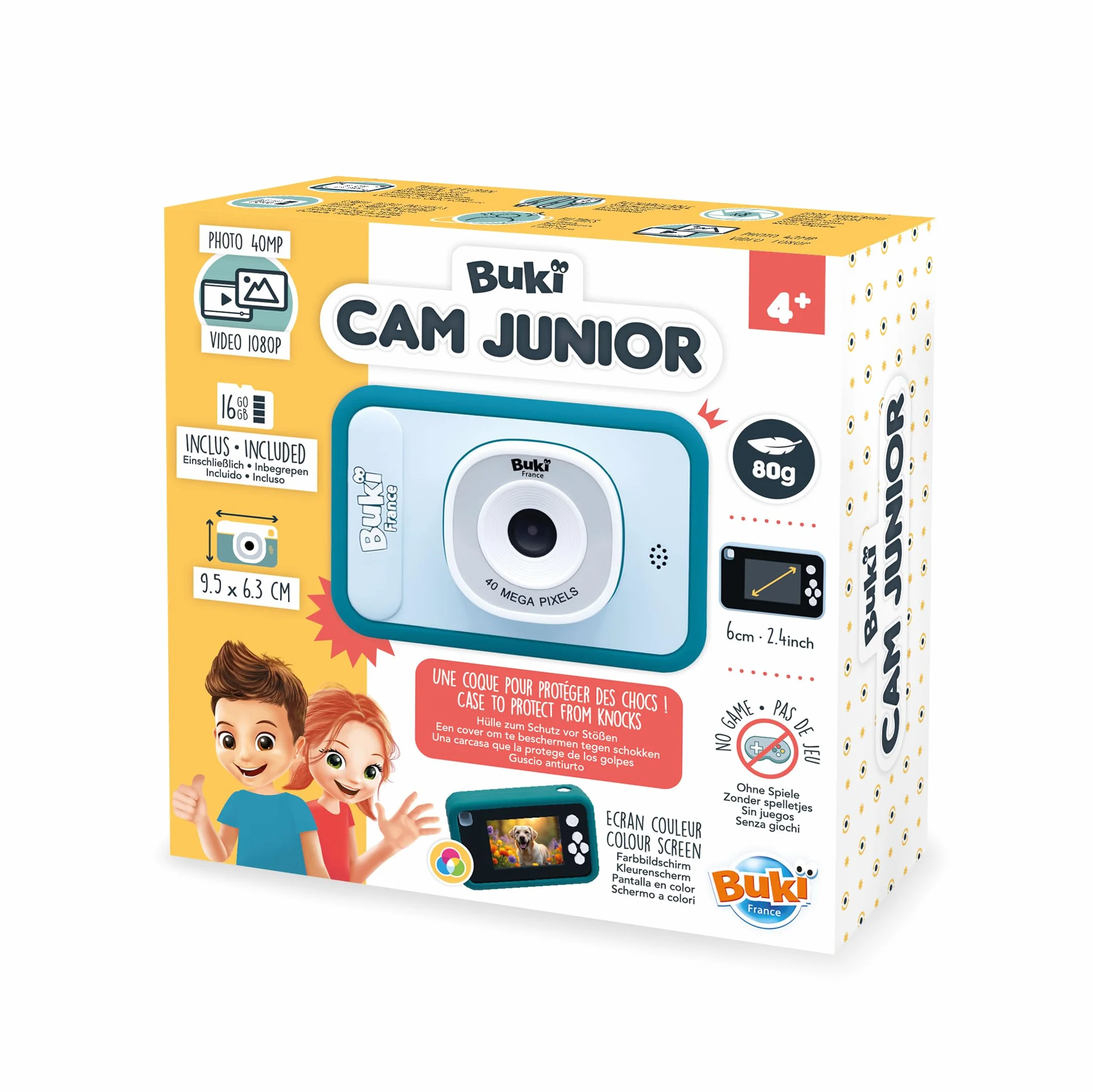 Appareil Photo Enfant 40MP Vidéo 1080P Léger 80g Écran 6cm Zoom X8 Filtres Coque Silicone Carte SD 16Go USB-C