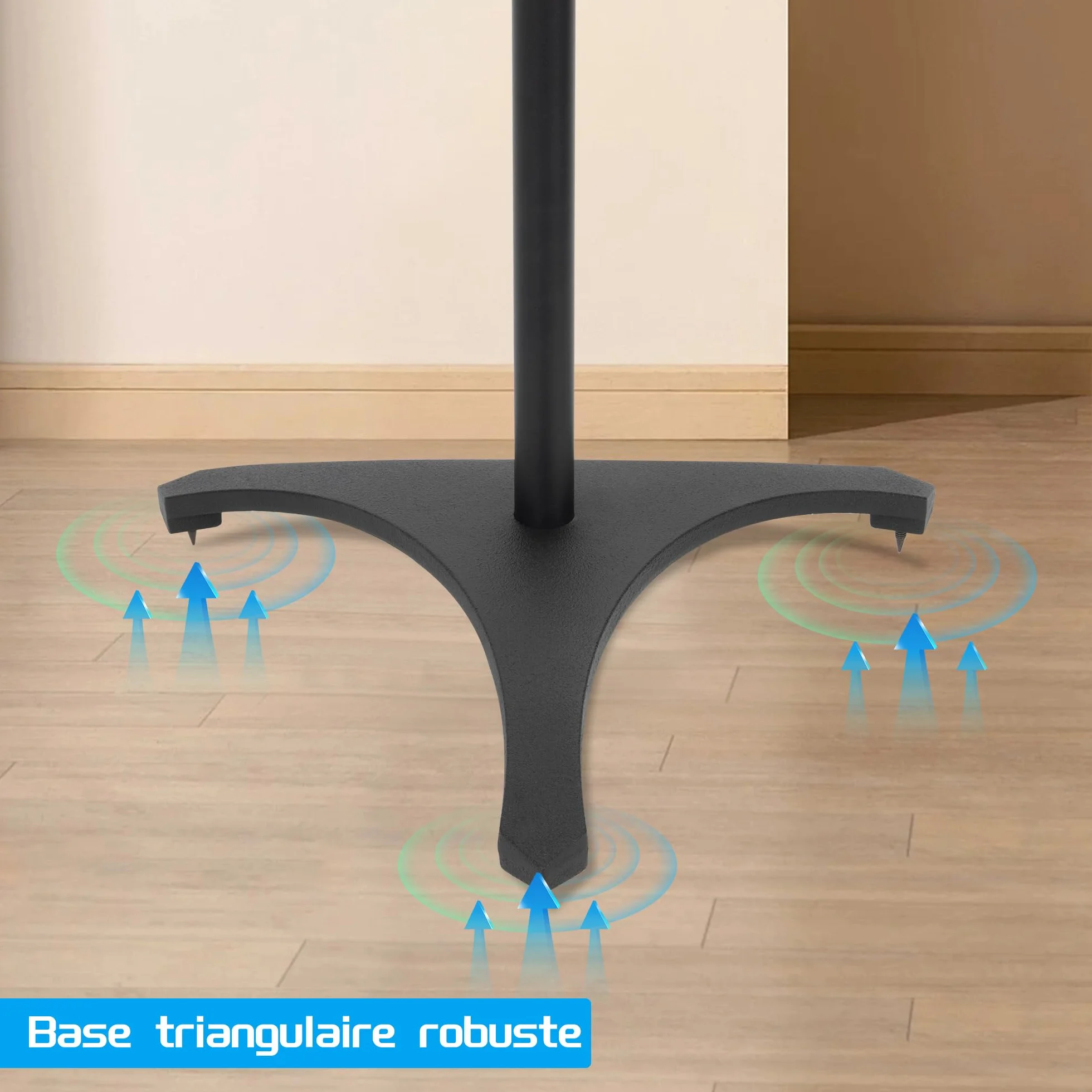OUUTMEE Supports d'Enceinte Réglable en Hauteur, Pieds d'Enceintes Universel avec Base Triangulaire et Gestion des Câbles