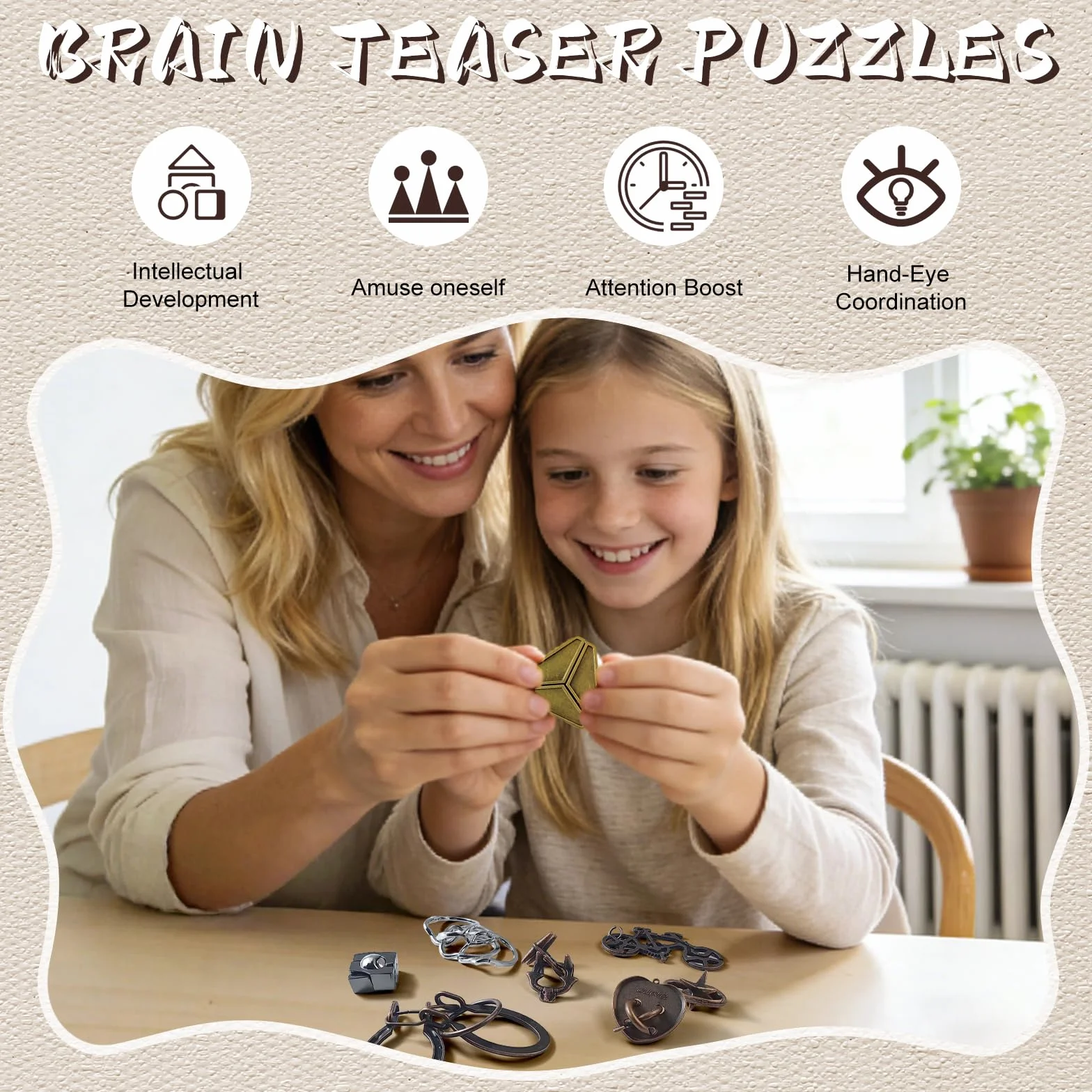 Casse Tete Metallique 9 Pièces Jeux Casse Tête Metal IQ Puzzle Set