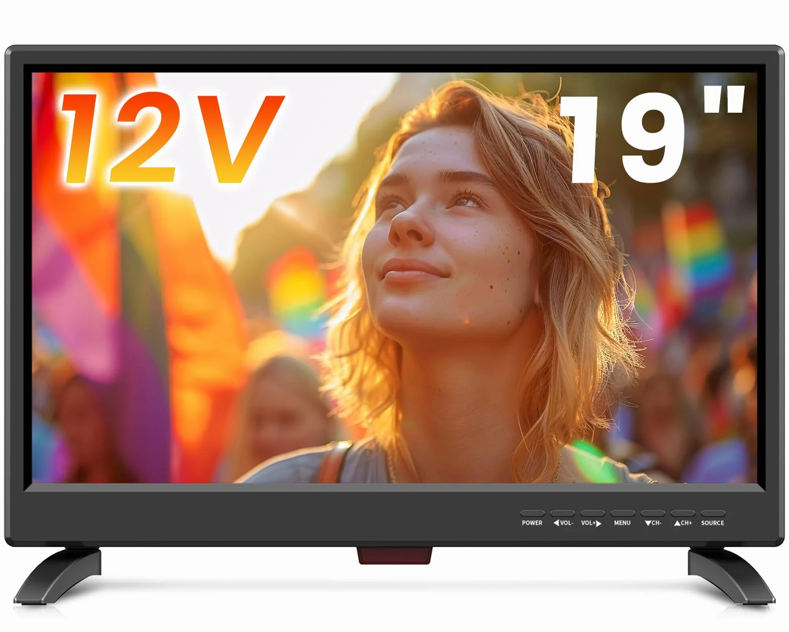 TV 19 Pouces 45cm Full HD 1080P LED Récepteur Numérique T2 H.256 DTT Freeview 12V HDMI USB RCA VGA