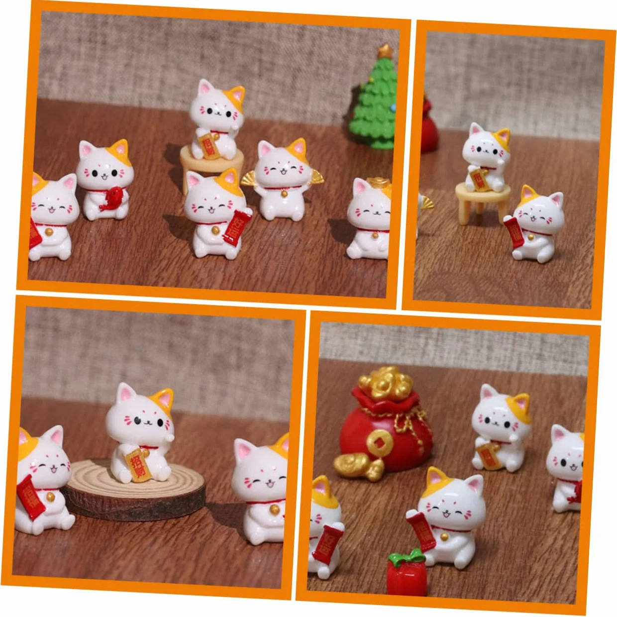 HEMOTON 36 Figurines de Chat Miniatures en Résine Maneki Neko Décor Jardin