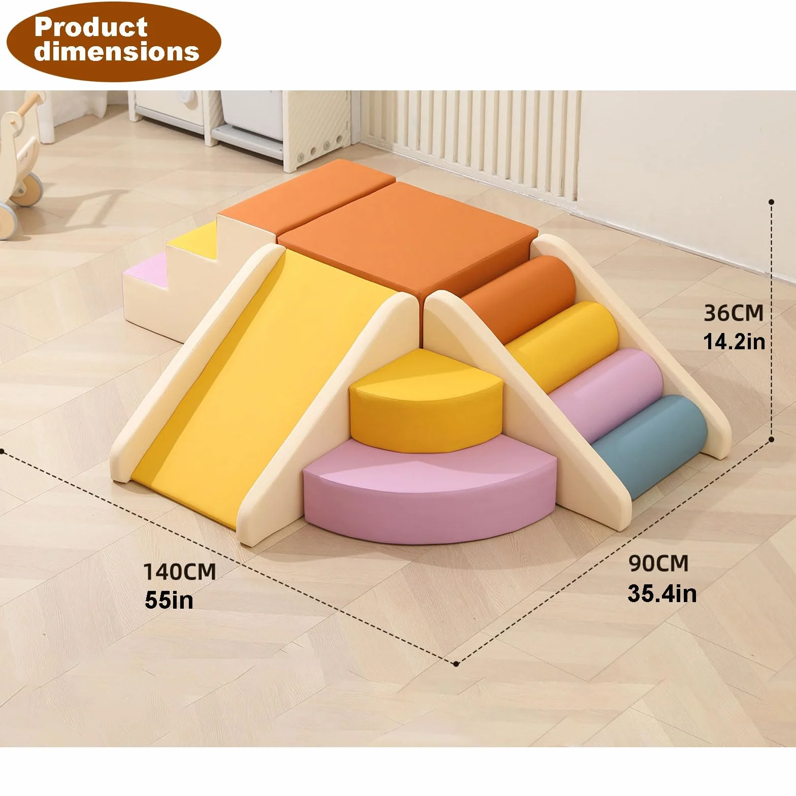 Blocs d'escalade Antidérapants en Coton Perlé Haute Densité, Revêtement PU Résistant aux Rayures, Ensemble de Jeux Souples