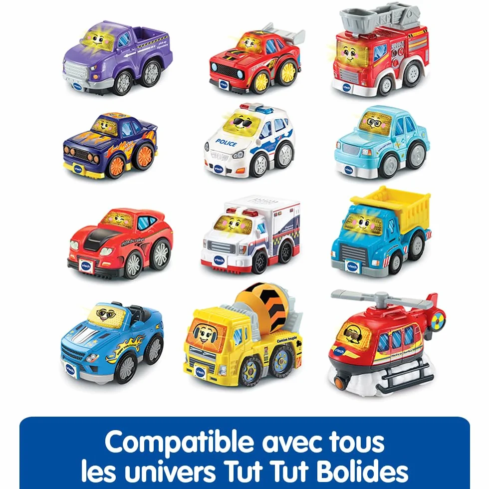 VTech Tut Tut Bolides Série Pro Coffret Trio Pro 3 Voitures Enfant Police Camion de Pompiers Voiture de Course Jouet Musical Sonore Cadeau Enfant 2-6 Ans