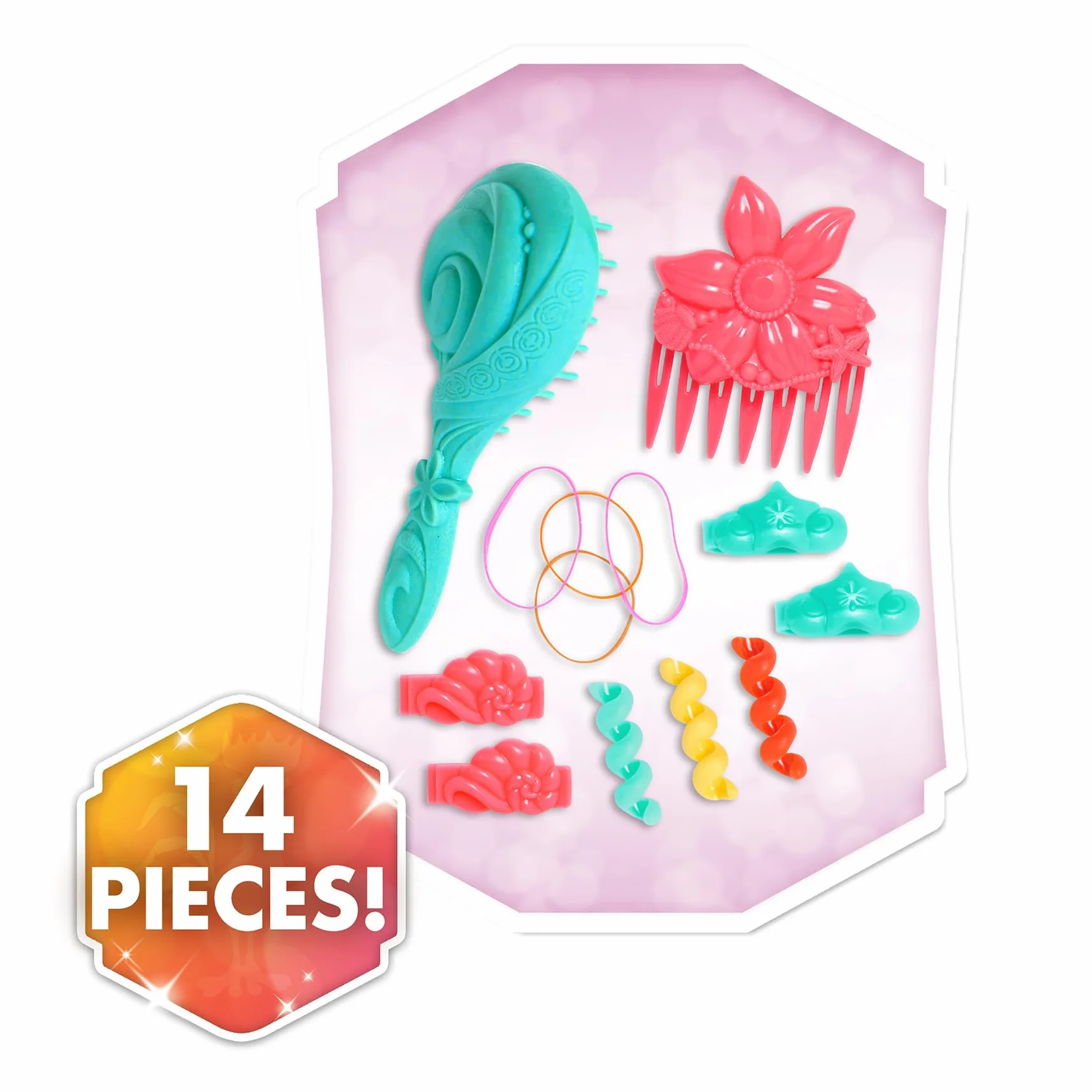 Just Play Tête à coiffer Vaiana Princesses Disney avec Accessoires 14 Pièces Chevelure Brune Yeux Marron Jouets Enfants 3 Ans+