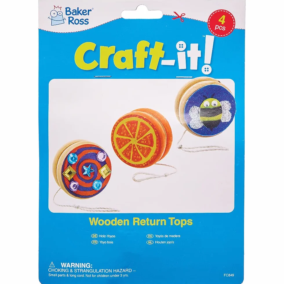 Baker Ross Yoyo Enfant en Bois Lot de 4 Jouet Enfant