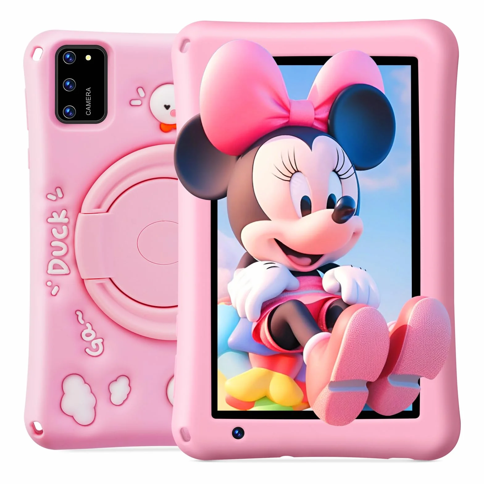 Tablette Enfants 7 pouces, Tablette Android 13, Octa-Core, 8Go+64Go (TF 256GB), Batterie 5800mAh, Caméras 5MP+8MP, Affichage HD, Contrôle parental, Housse protectrice en silicone pour enfants(Rose)
