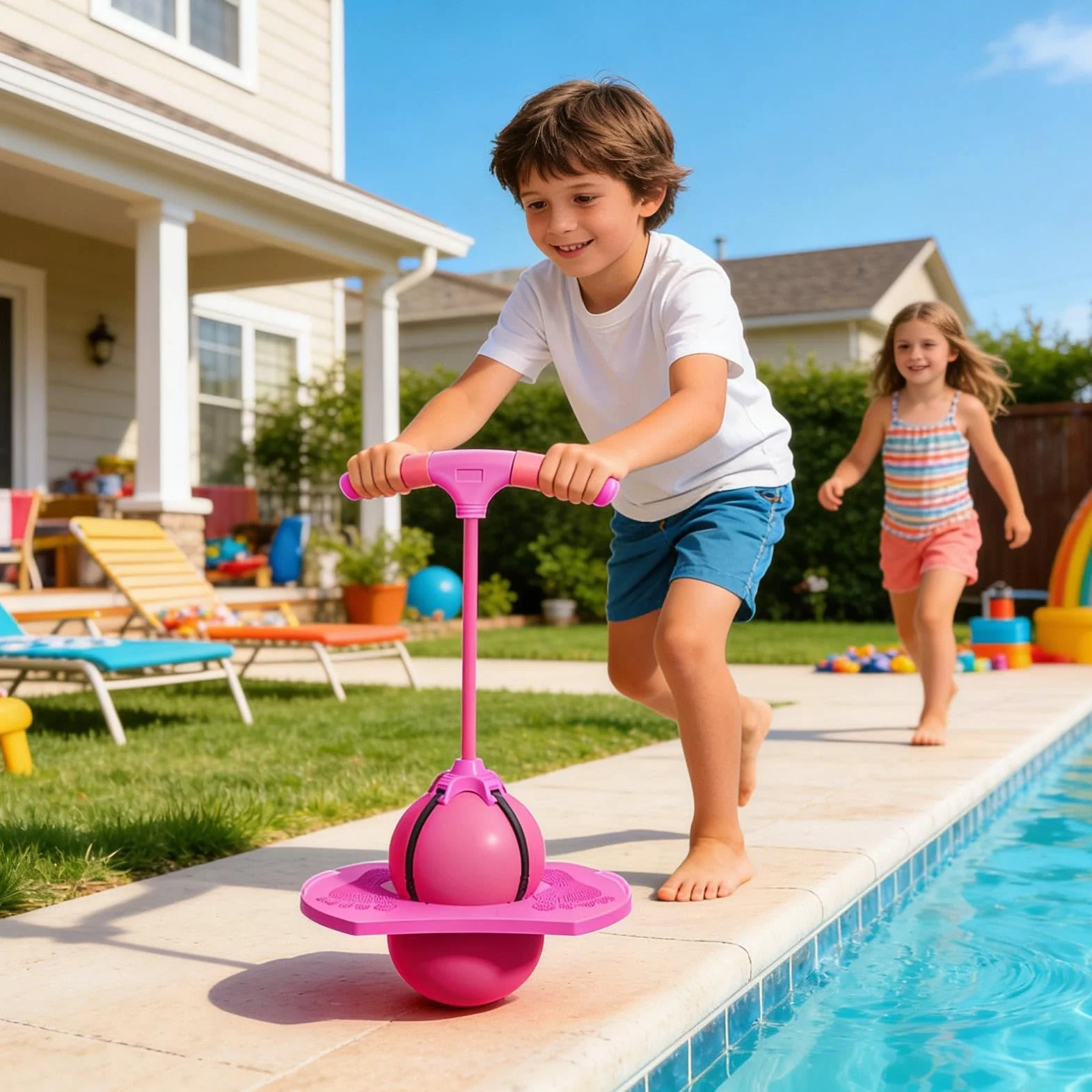 Ballon sauteur pour enfants avec poignée d'équilibre intérieur extérieur