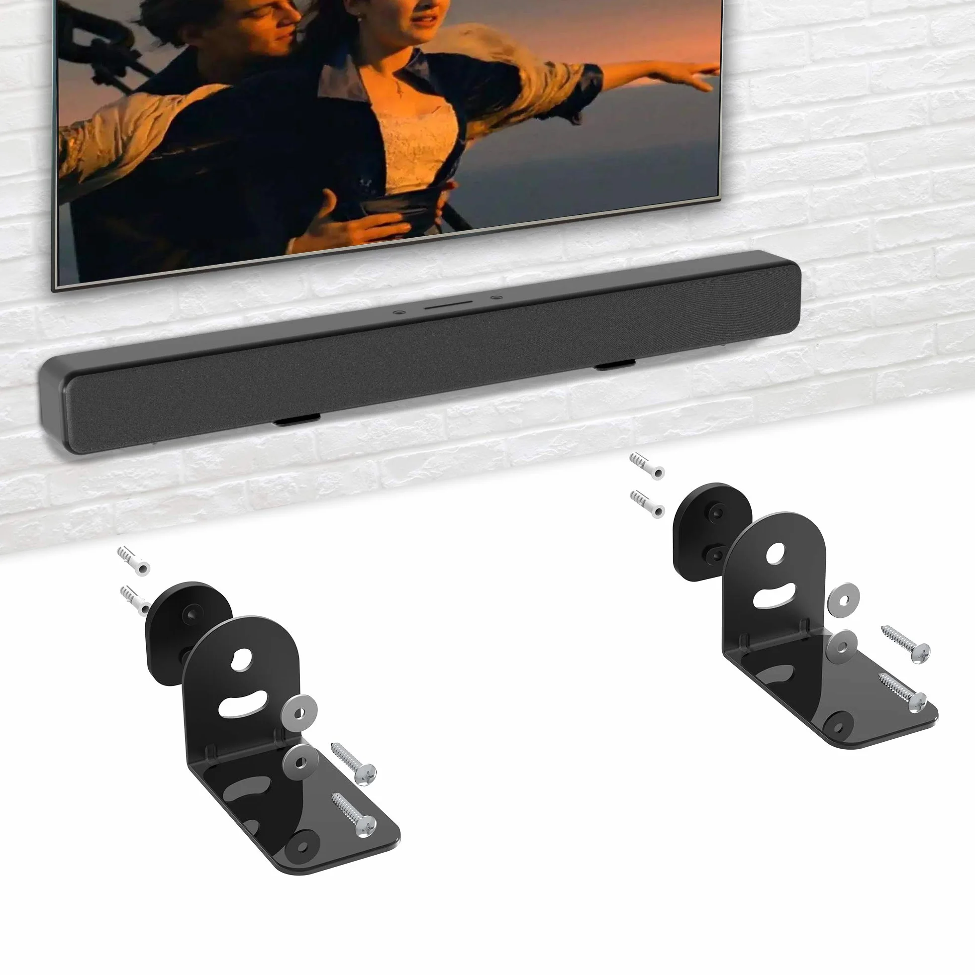 Support Mural pour Barre de Son Compatible Bose, JBL, Sonos, Samsung, Noir