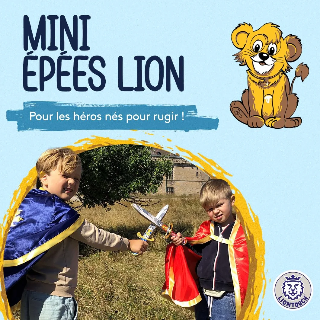 Liontouch Mini-Épées Lion en Mousse Bleu/Rouge 35 cm Dague Médiévale pour Jeux Garçons 3-6 ans