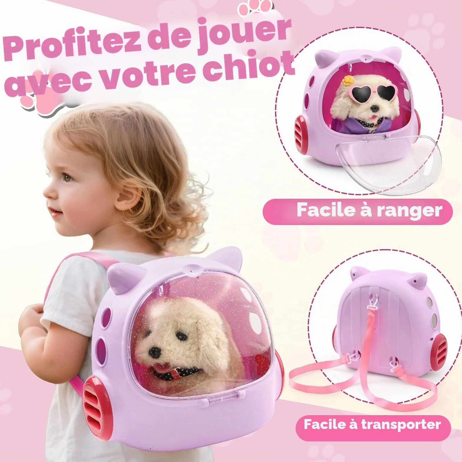 Tacobear Chien Robot Interactif Qui Marche et Aboie avec Mallette de Transport, Jouet Électronique pour Enfant 3-6 Ans