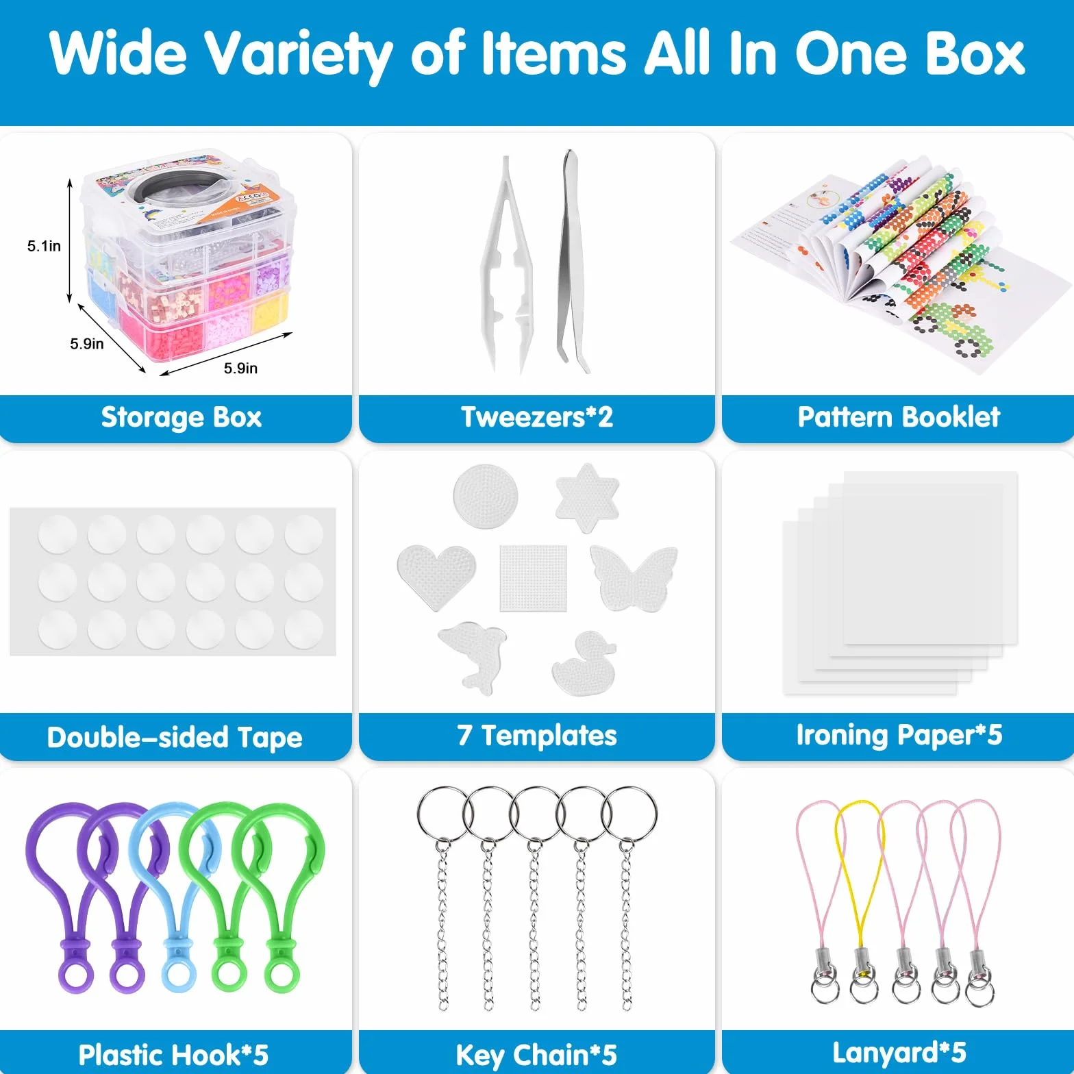 Kit de Perles à Repasser 10 000 Pièces 5 mm avec Panneau Perforé pour Enfants