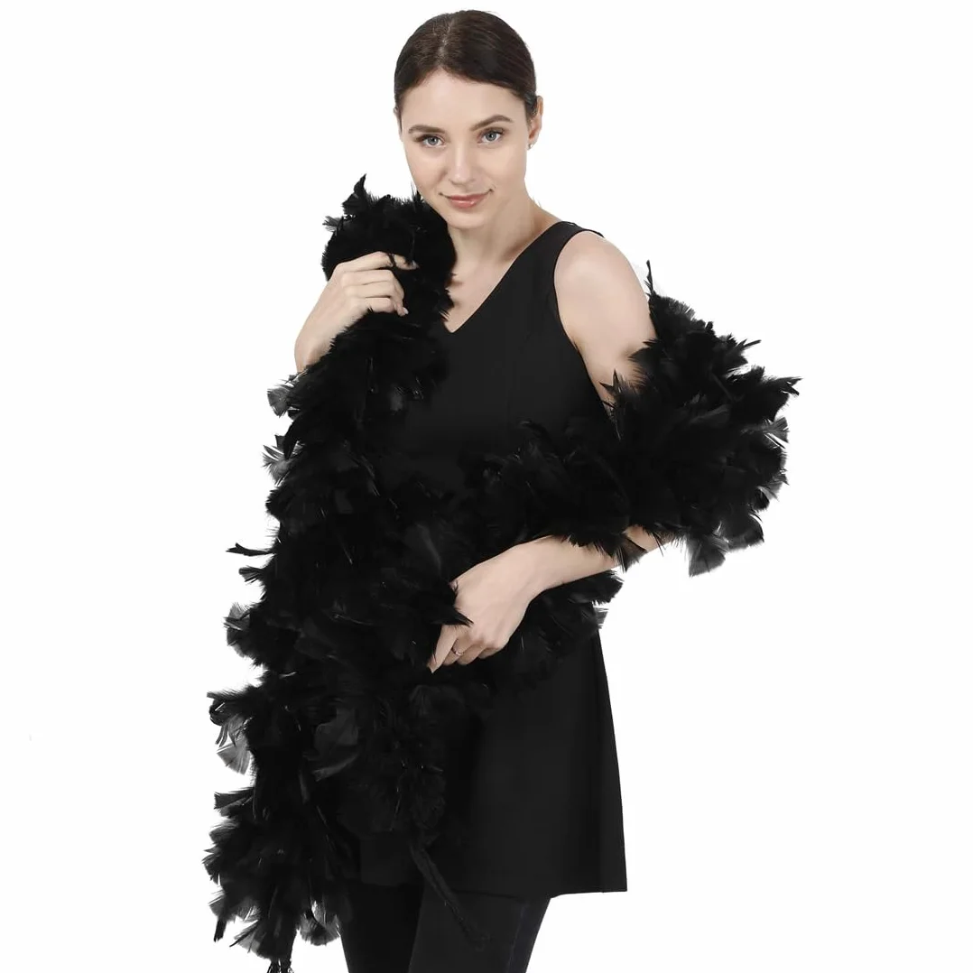 Boas de déguisement pour enfants, Écharpe en plumes noires 2 m, grande taille, décoration mariage