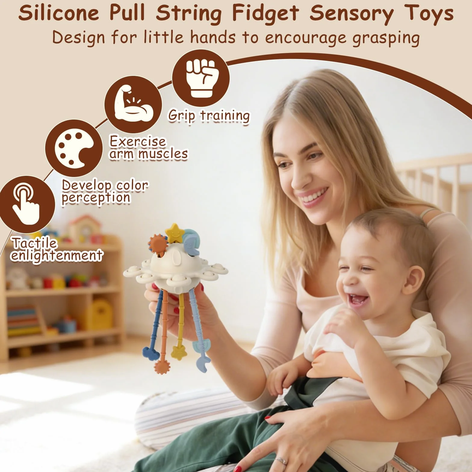 Jouets Sensoriels en Silicone Bebe Jouets D'éveil Jouet Éducatif Apaisant pour Enfants 18 Mois