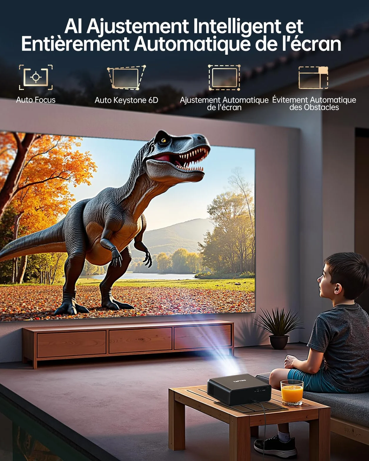 TOPTRO Vidéoprojecteur 4K 1000ANSI Portable WiFi6 Bluetooth Auto Focus Keystone 1080P FHD Home Cinéma