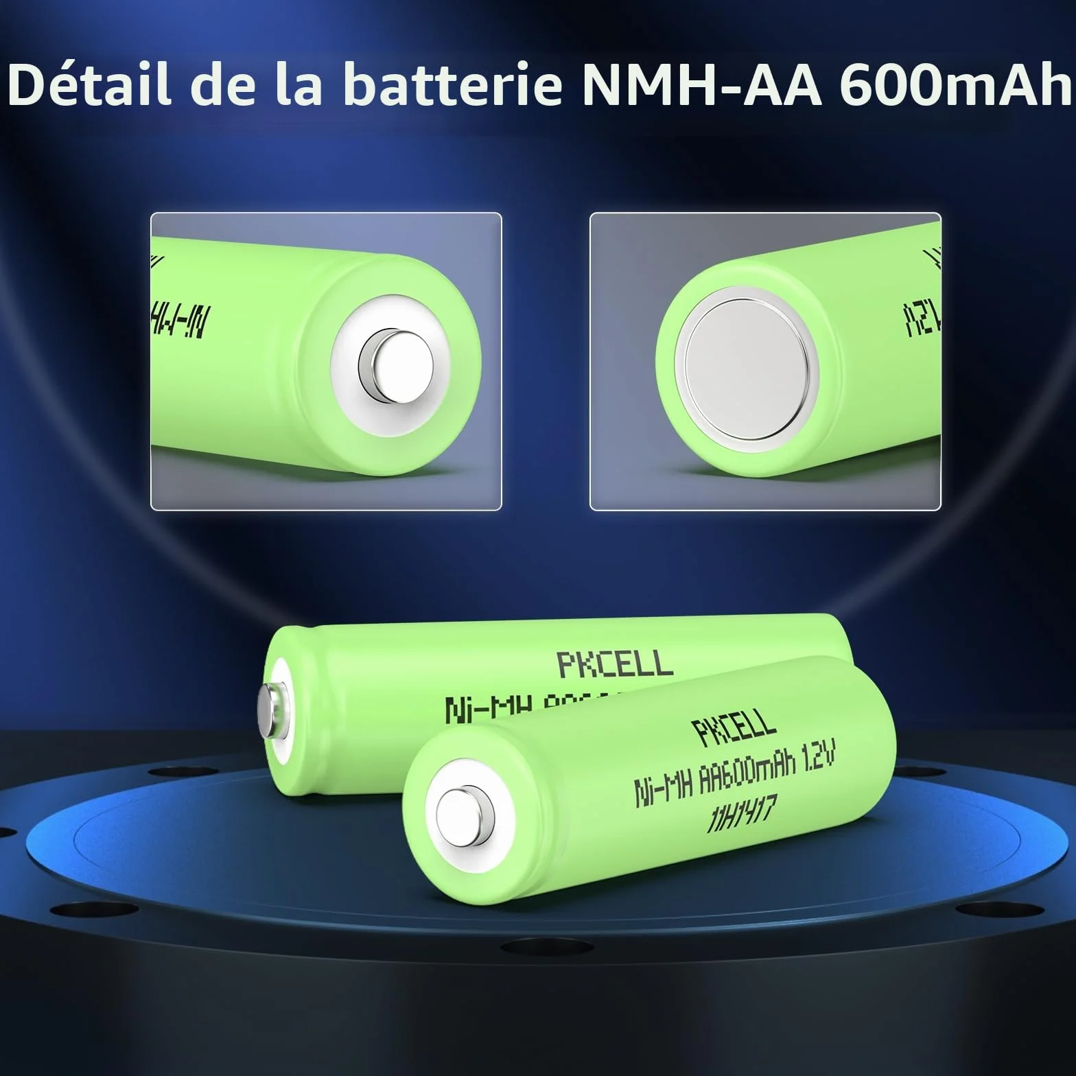 PKCELL Piles rechargeables AA NIMH 1,2V 600mAh 4 pièces
