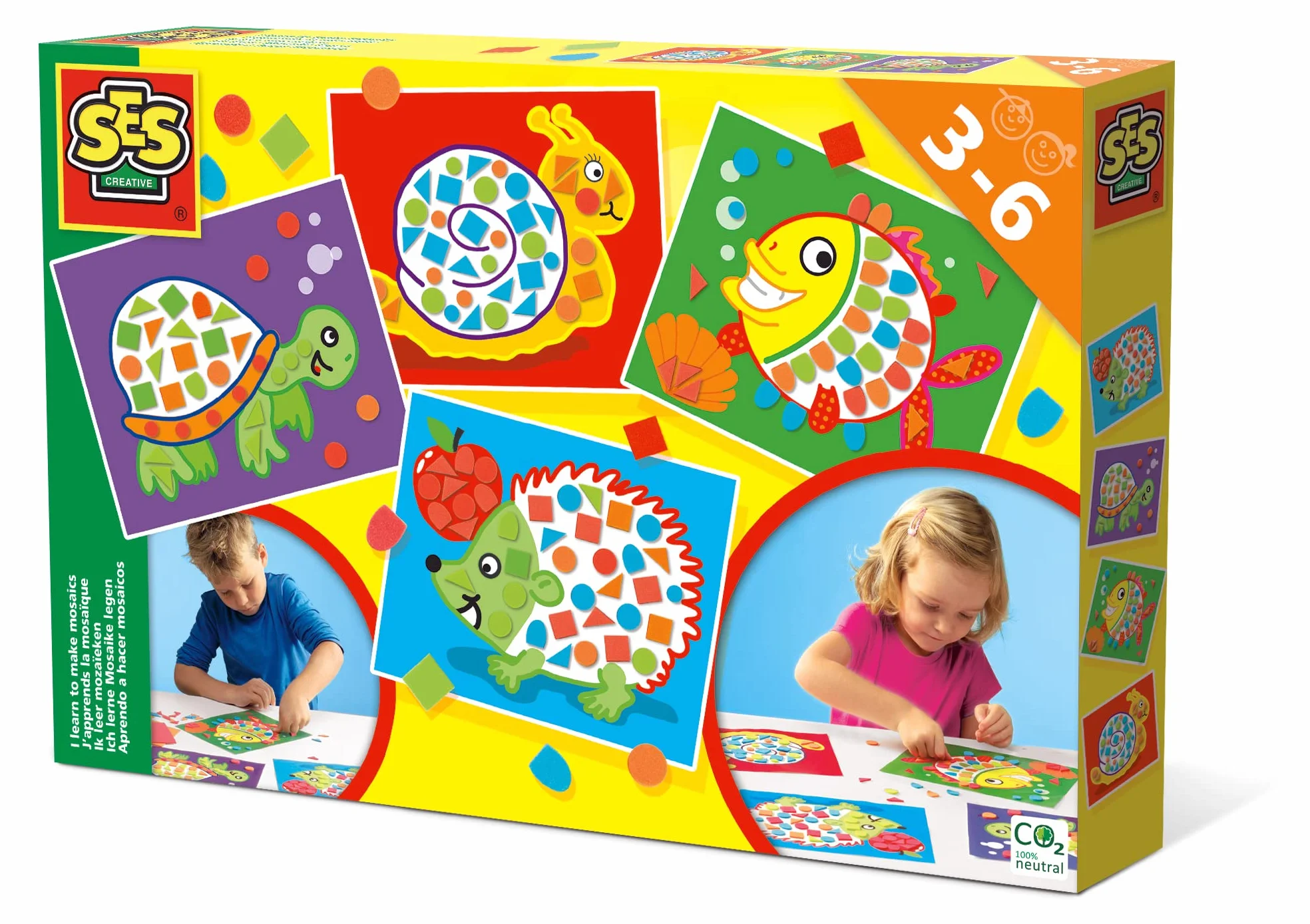 SES Creative Mosaique Loisir Creatif 12 Cartes Autocollants Multicolore Enfants 3 Ans