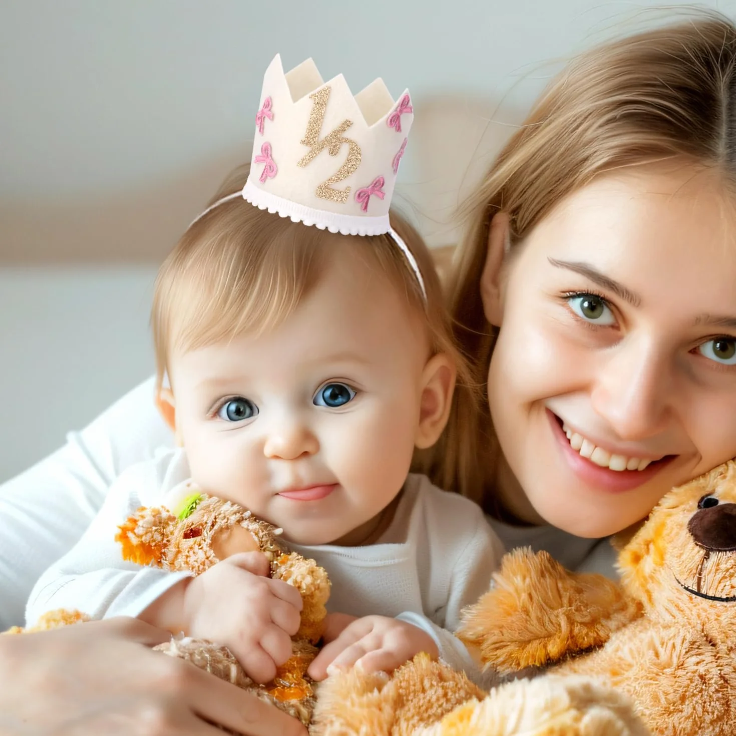 BOXOB Chapeau Demi-Anniversaire Pailleté Couronne pour Fête des 6 Mois Décorations Bébé Fille Garçon