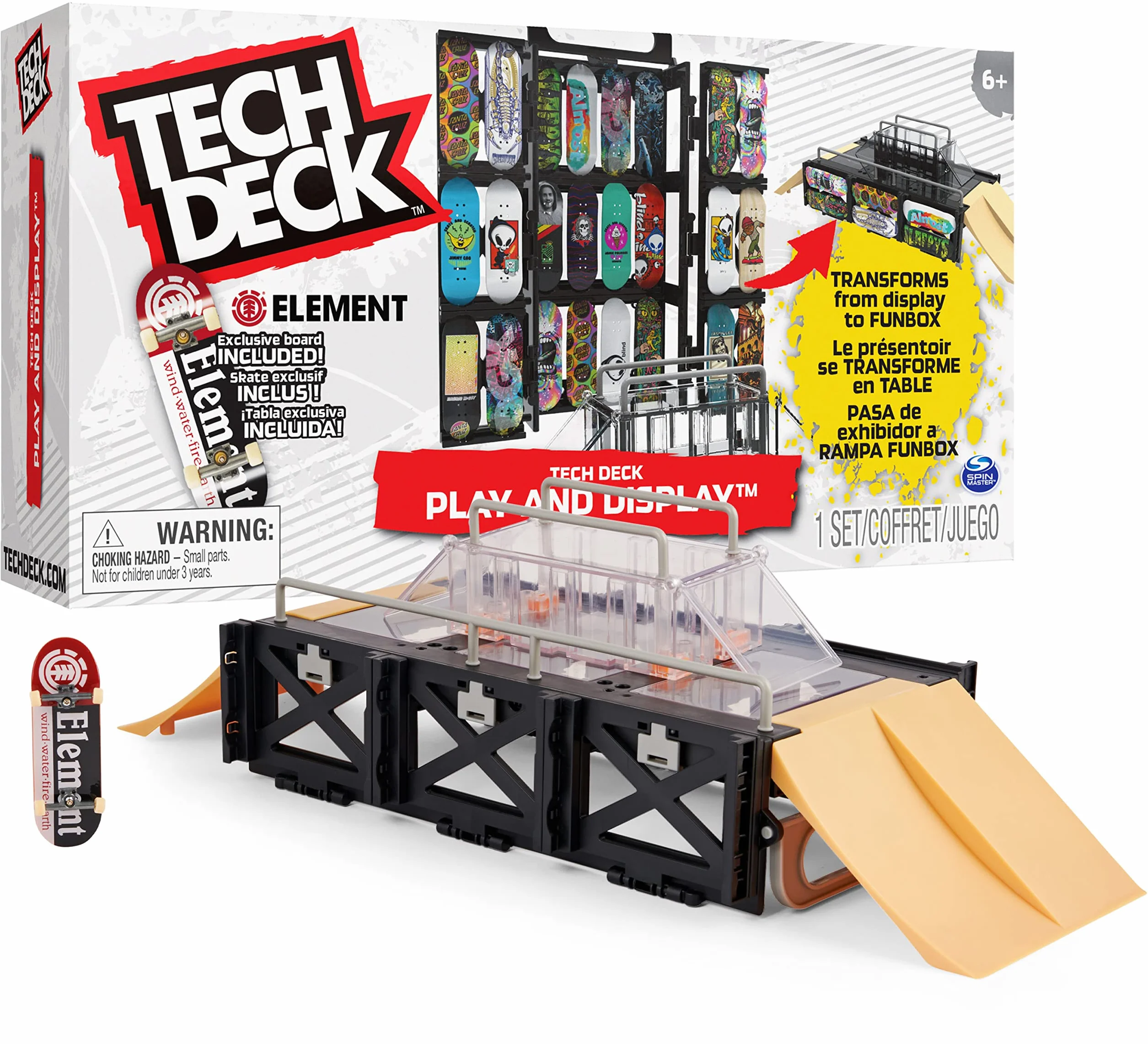 Tech Deck Coffret Skate Transformable Boite Transport Rampe Mini Skate Doigt Jouet Enfant 6 Ans+