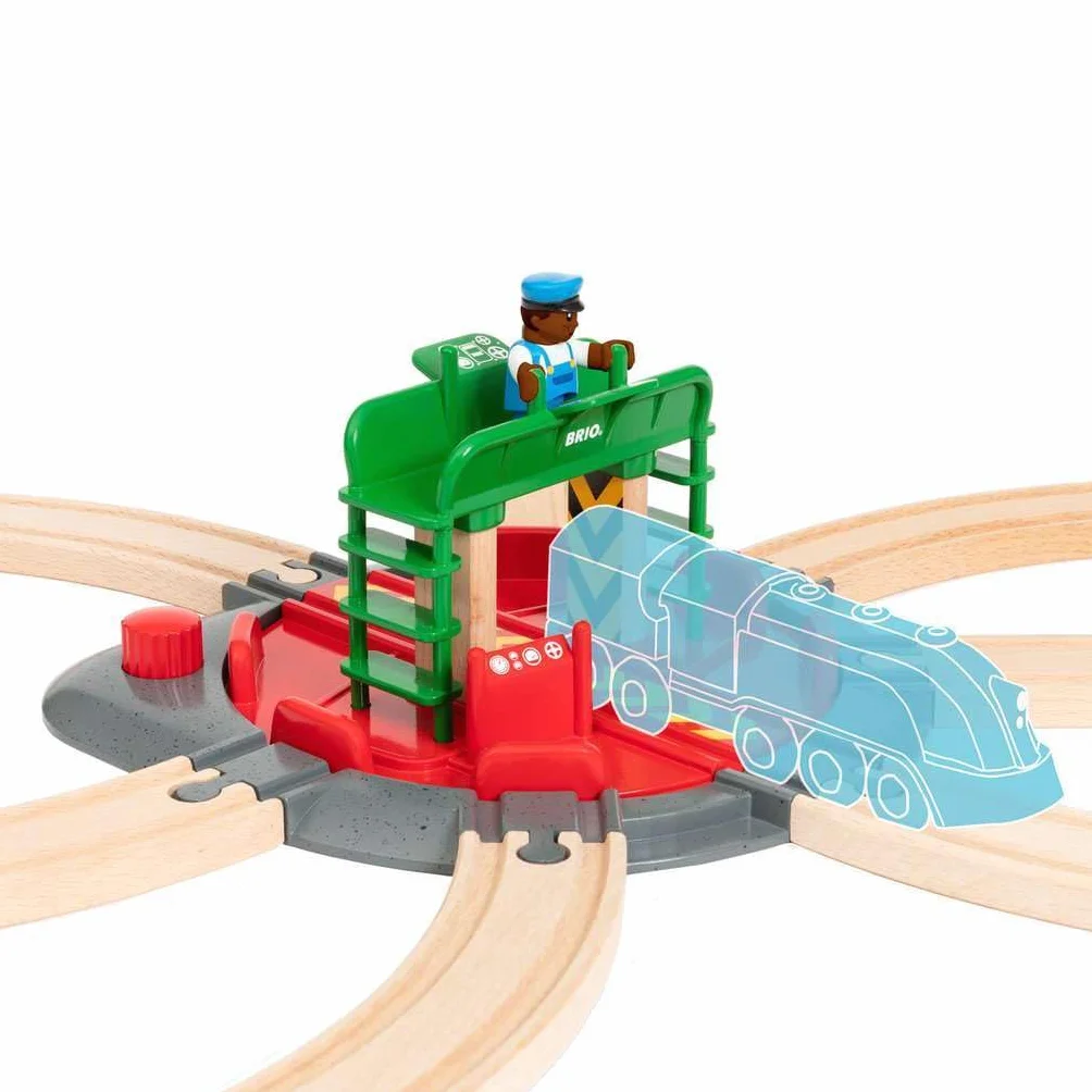 Brio World Plaque Tournante et Personnage Accessoire Circuit Train Bois Sans Pile Jouet 3 Ans