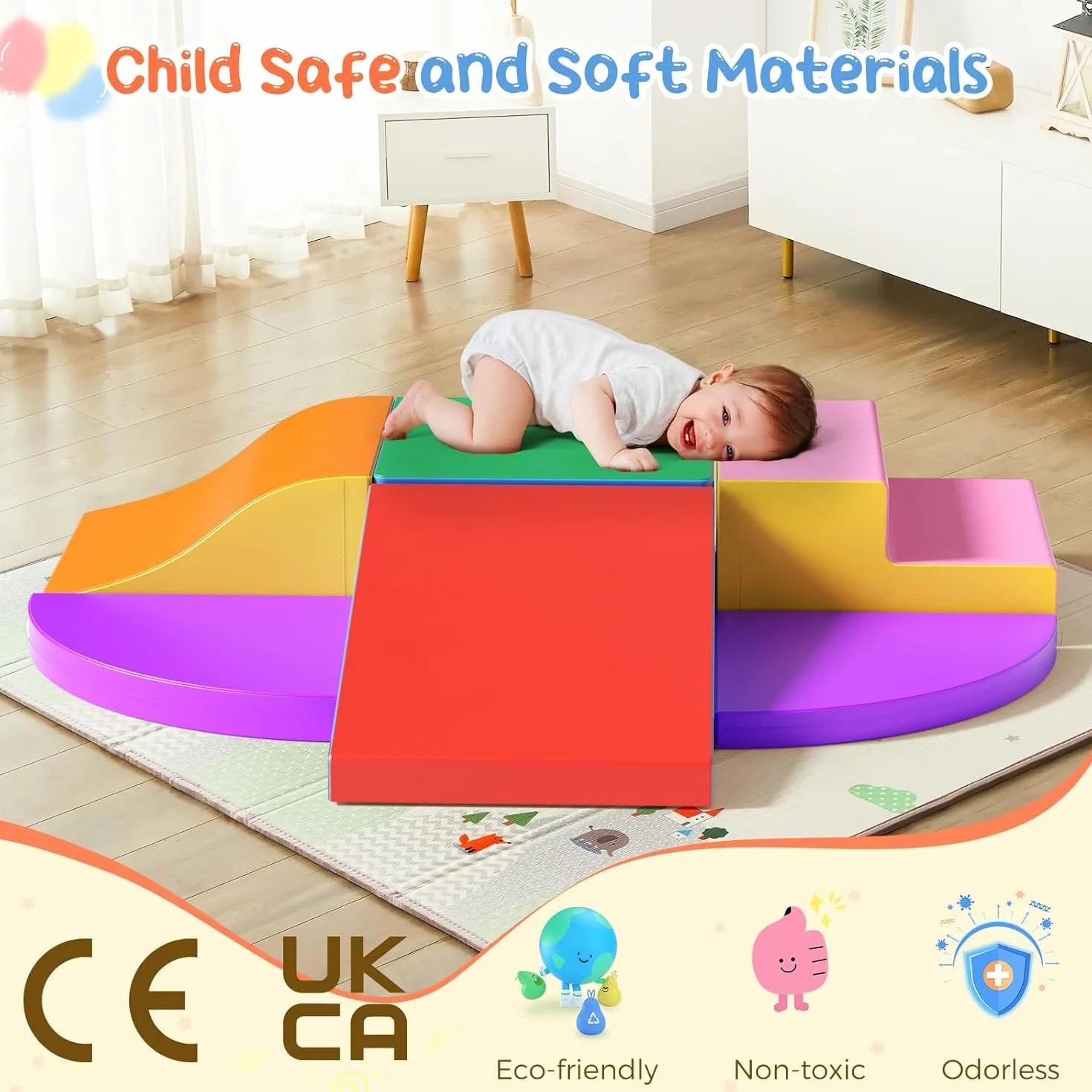Blocs de construction en mousse pour enfants, lot de 6, non toxiques, sans odeur, housse antidérapante, escalade d'intérieur