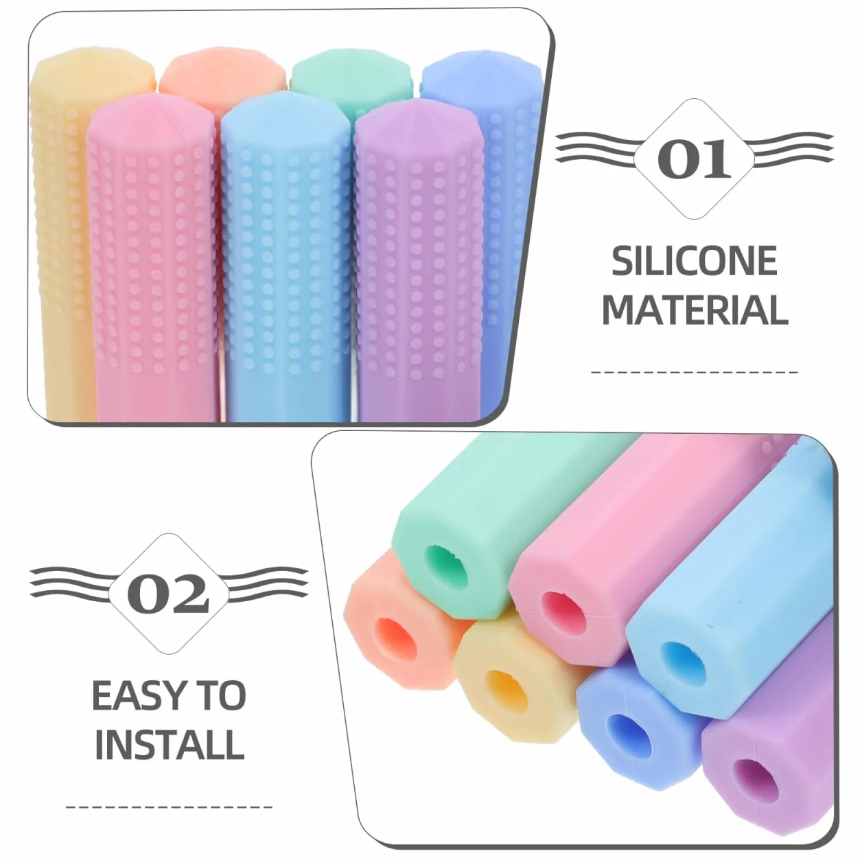 Embouts De Crayon à Mâcher En Silicone Lot De 8, Capuchons Sensoriels Pour Enfants Autisme Besoins Oraux, Sans Bpa Couleurs Macaron