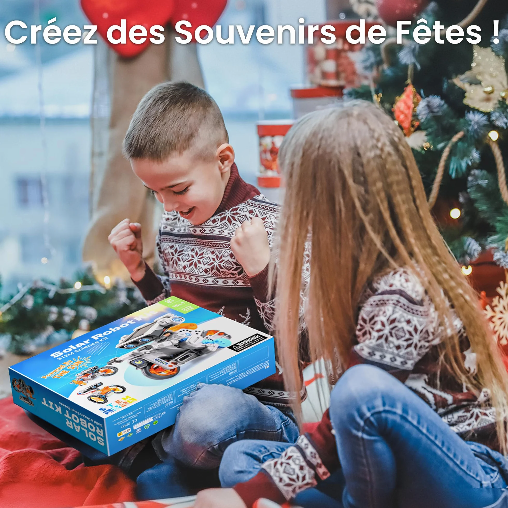 VEPOWER Robot Solaire 15 in 1 Énergie Solaire et Batterie Double DIY Cadeau STEM Jeux de Construction pour Enfant 8-13 Ans 212 Pièces