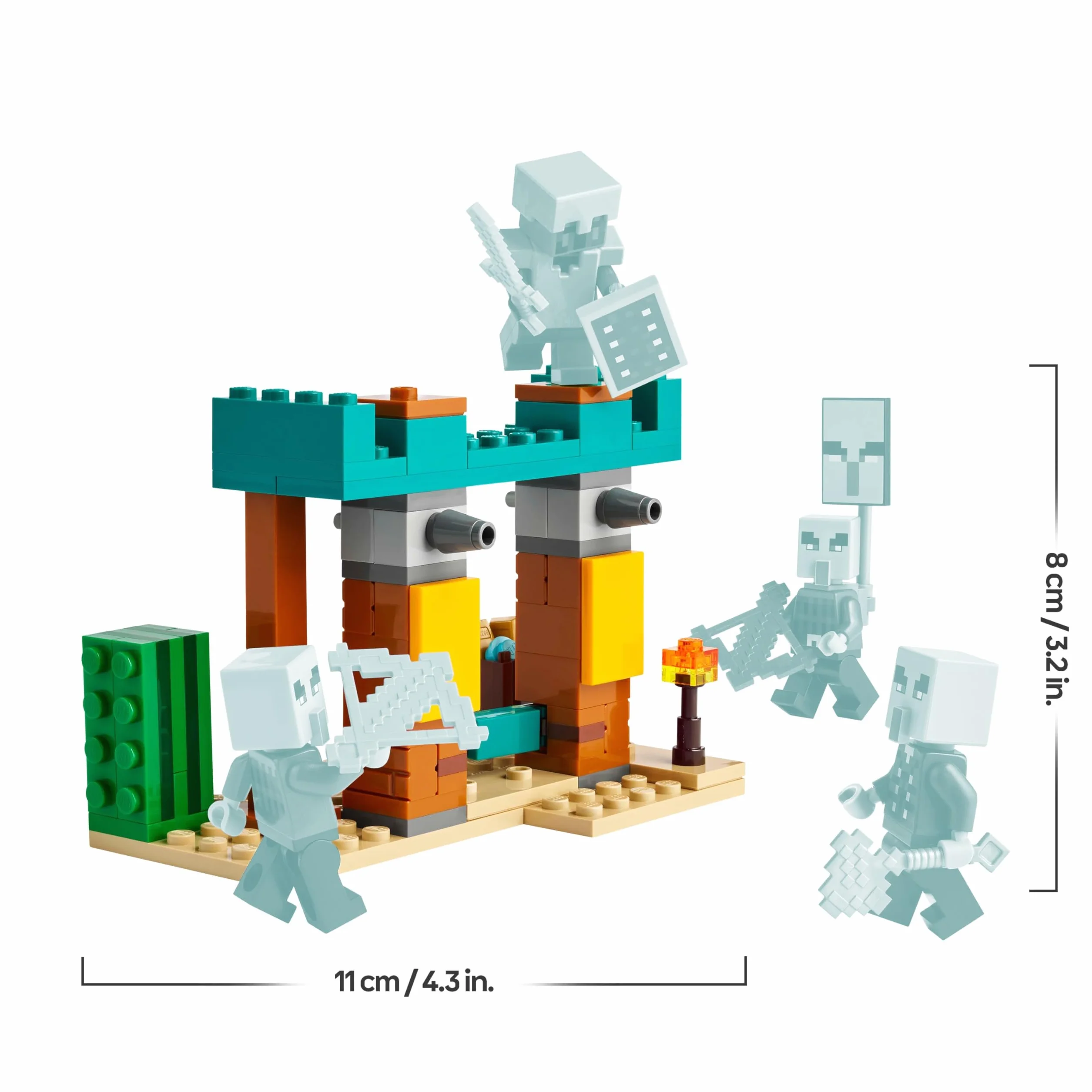 LEGO Minecraft La Patrouille d’Illageois du Désert 21267 Jouet de Construction Figurines Pillard Vindicateur Chevalier Cactus Cadeau 7 Ans