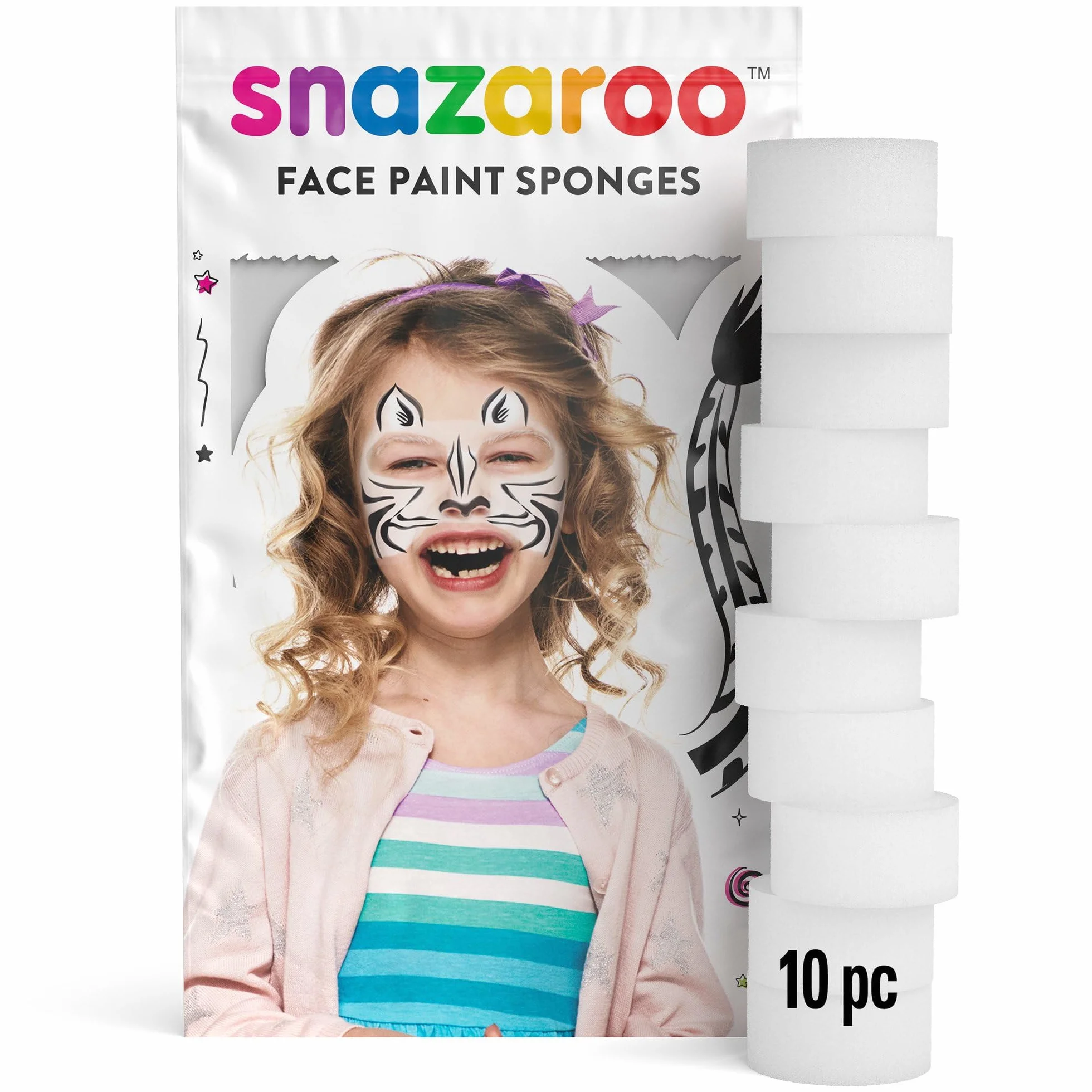 Snazaroo Éponges Circulaires Haute Densité Pores Fins Peinture Visage Corps Lot 10