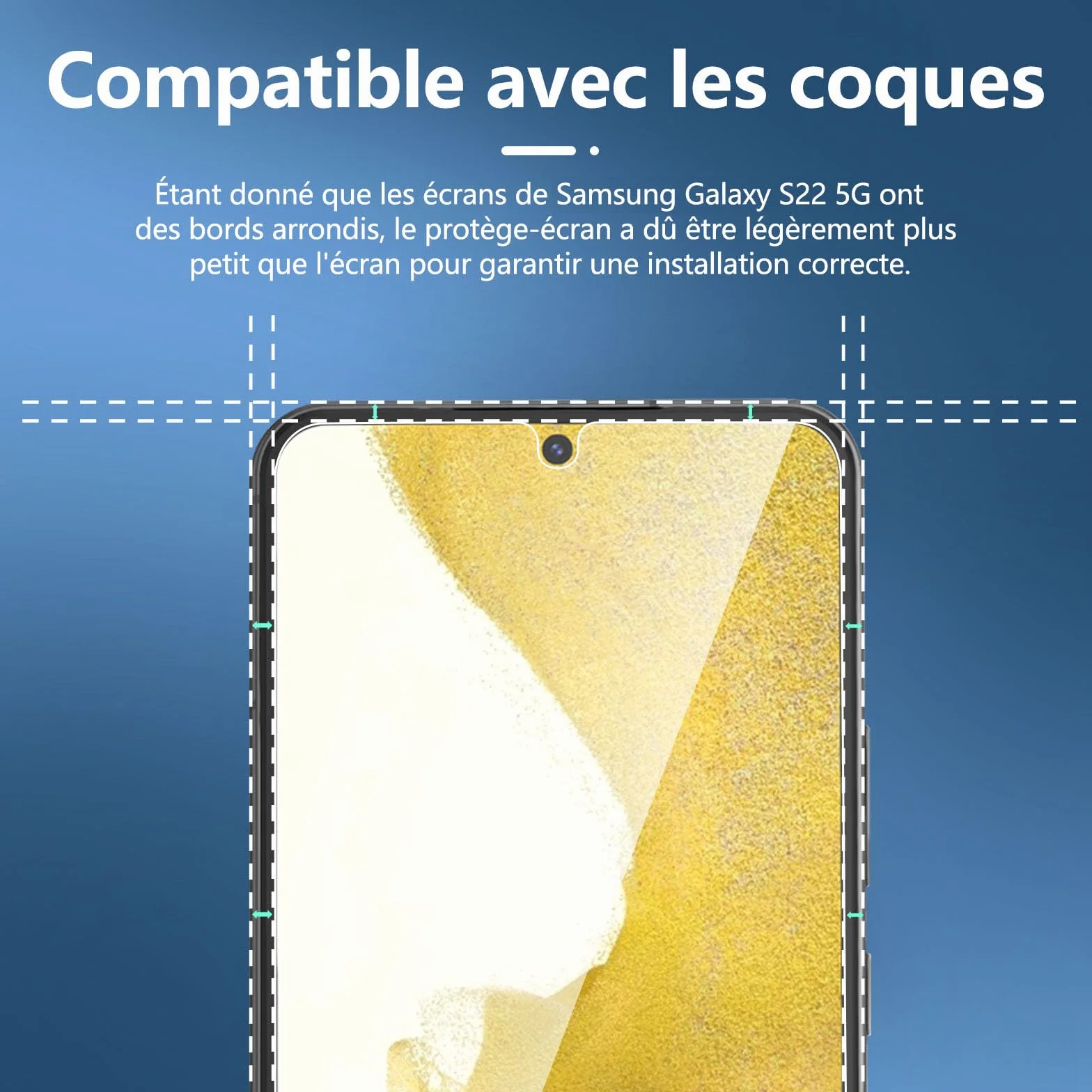 Verre Trempé pour Samsung Galaxy S22 5G, Film Protection écran 9H 0,26mm HD Ultra Transparent Lot de 3