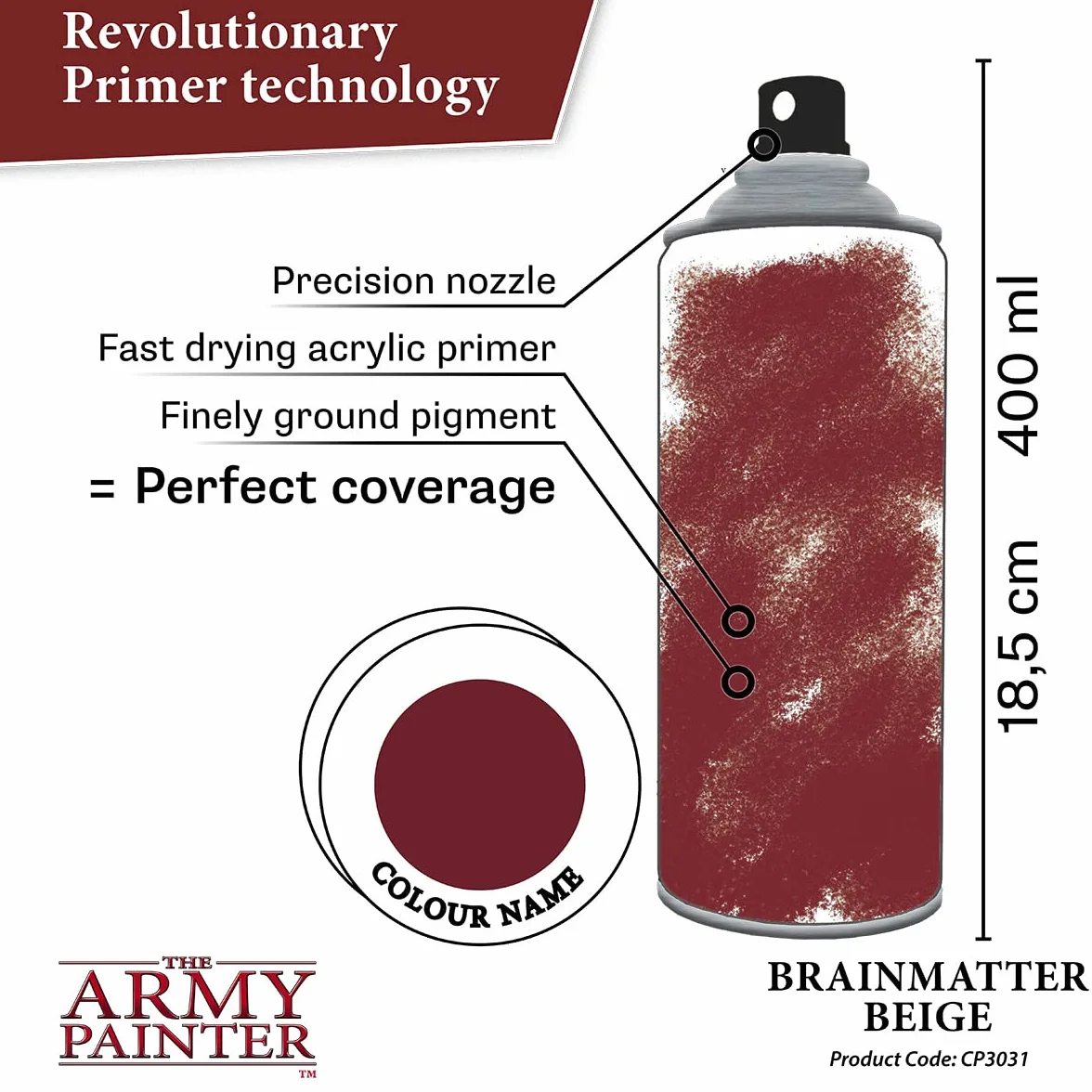 The Army Painter Colour Primer Brainmatter Beige 400 ml Spray Acrylique Apprêt Figurines Warhammer