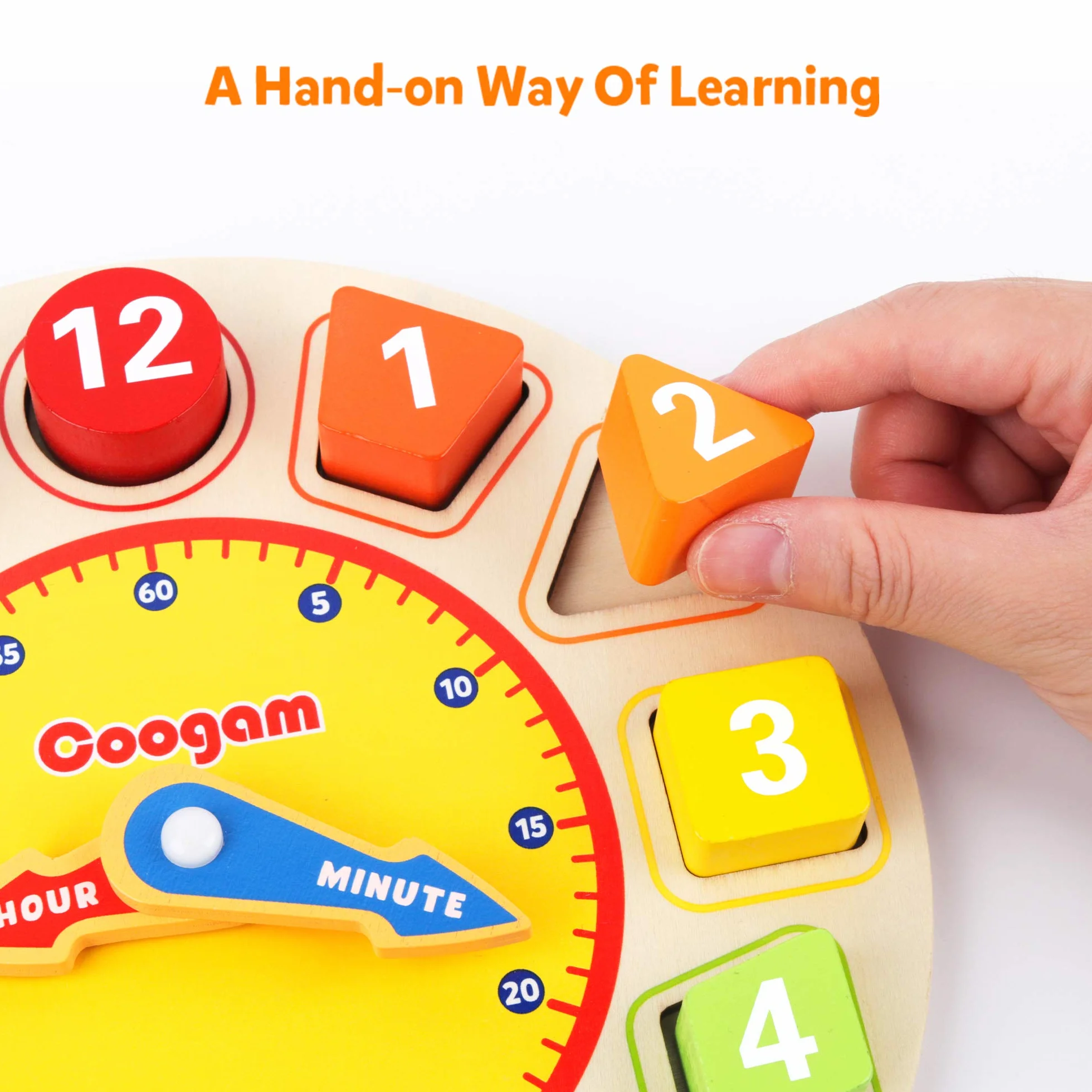 Coogam Horloge en Bois Forme Tri Puzzle Montessori Apprentissage précoce Jouet éducatif Cadeau Bambin
