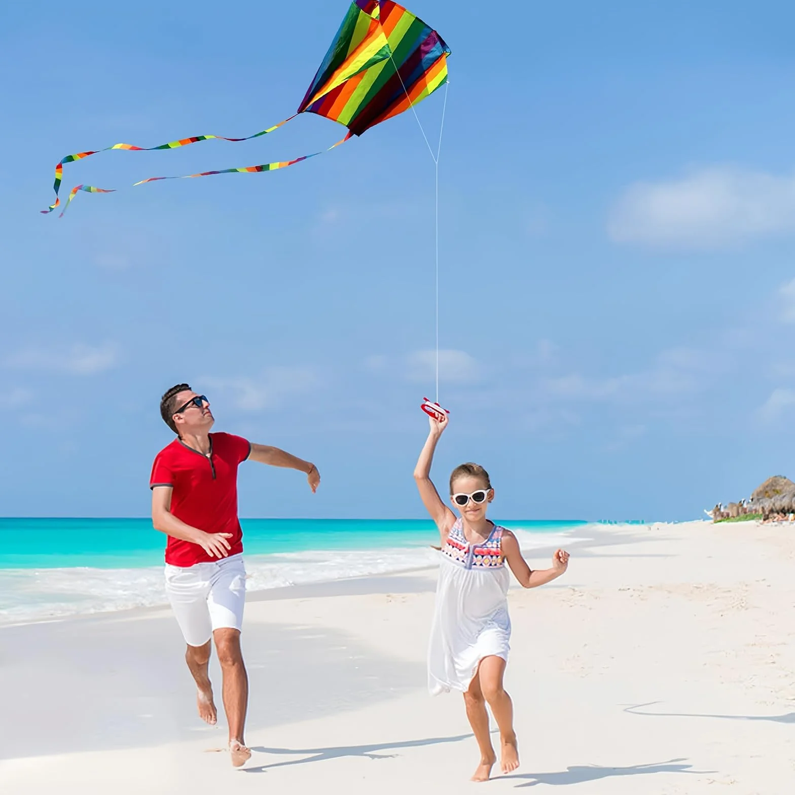 Cerf-Volant Monofil Coloré Arc-en-Ciel avec Longue Queue pour Plage et Parc
